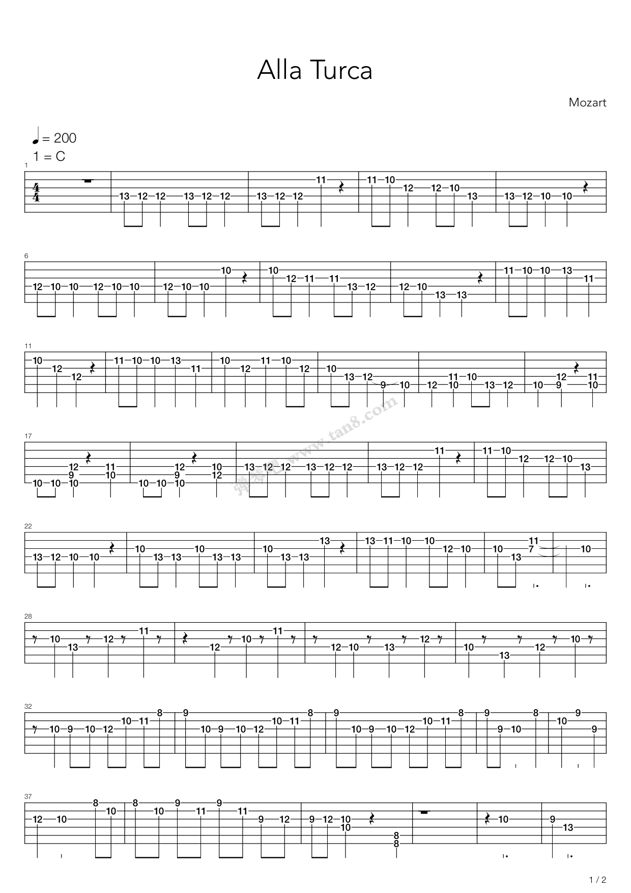 《Alla Turca》吉他谱-C大调音乐网