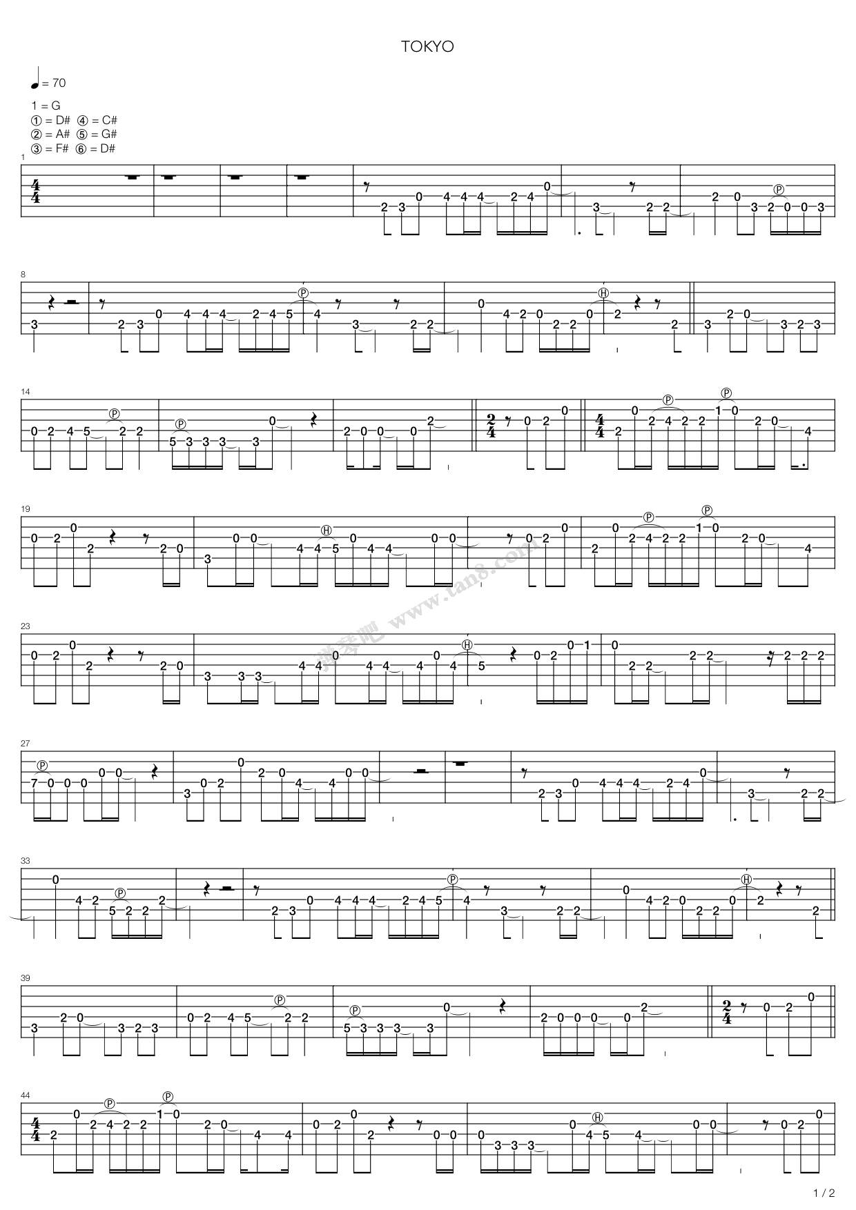 《Tokyo》吉他谱-C大调音乐网
