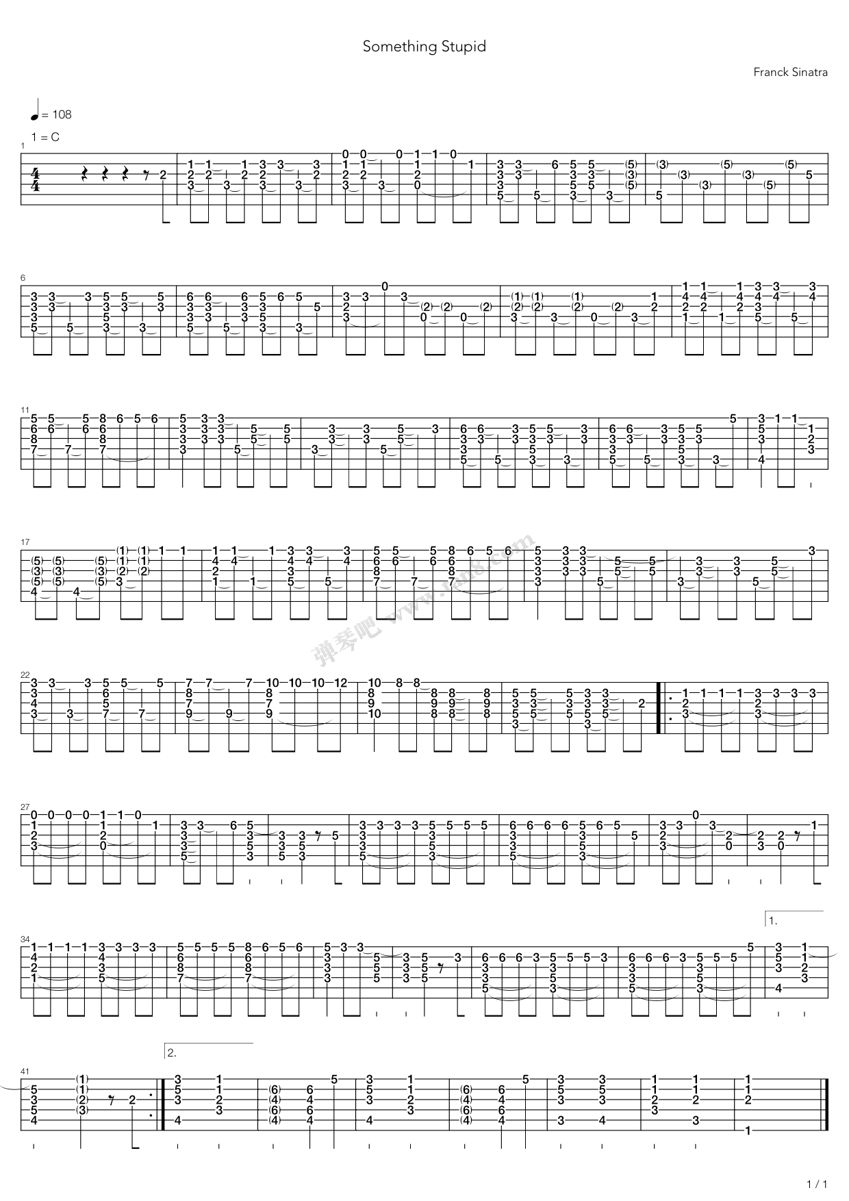 《Something Stupid》吉他谱-C大调音乐网