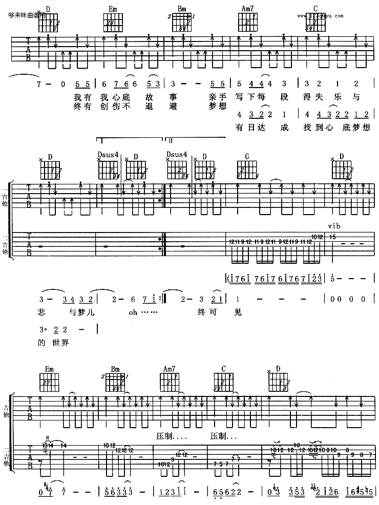 《不再犹豫(黄家驹)》吉他谱-C大调音乐网