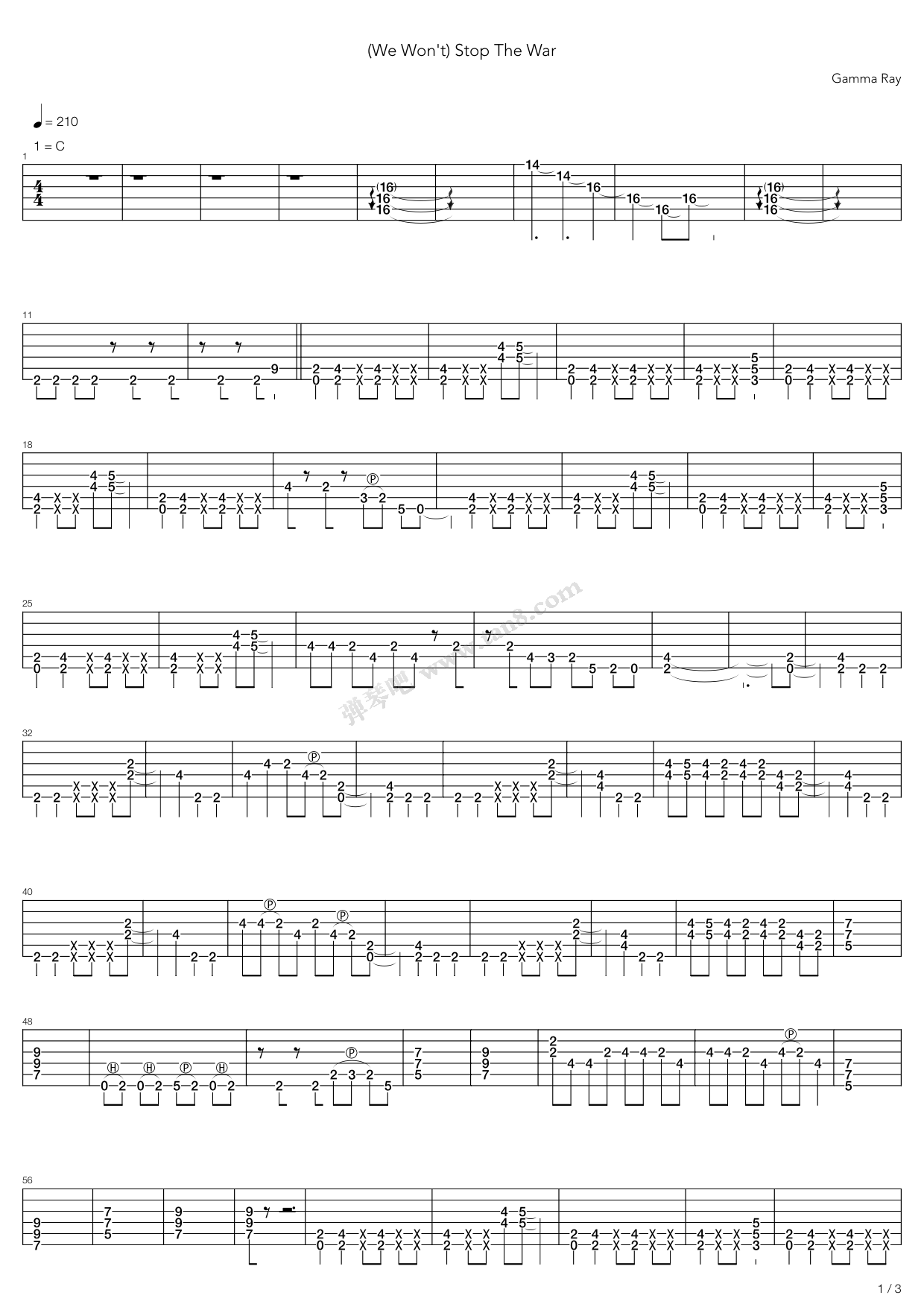 《We Wont Stop The War》吉他谱-C大调音乐网