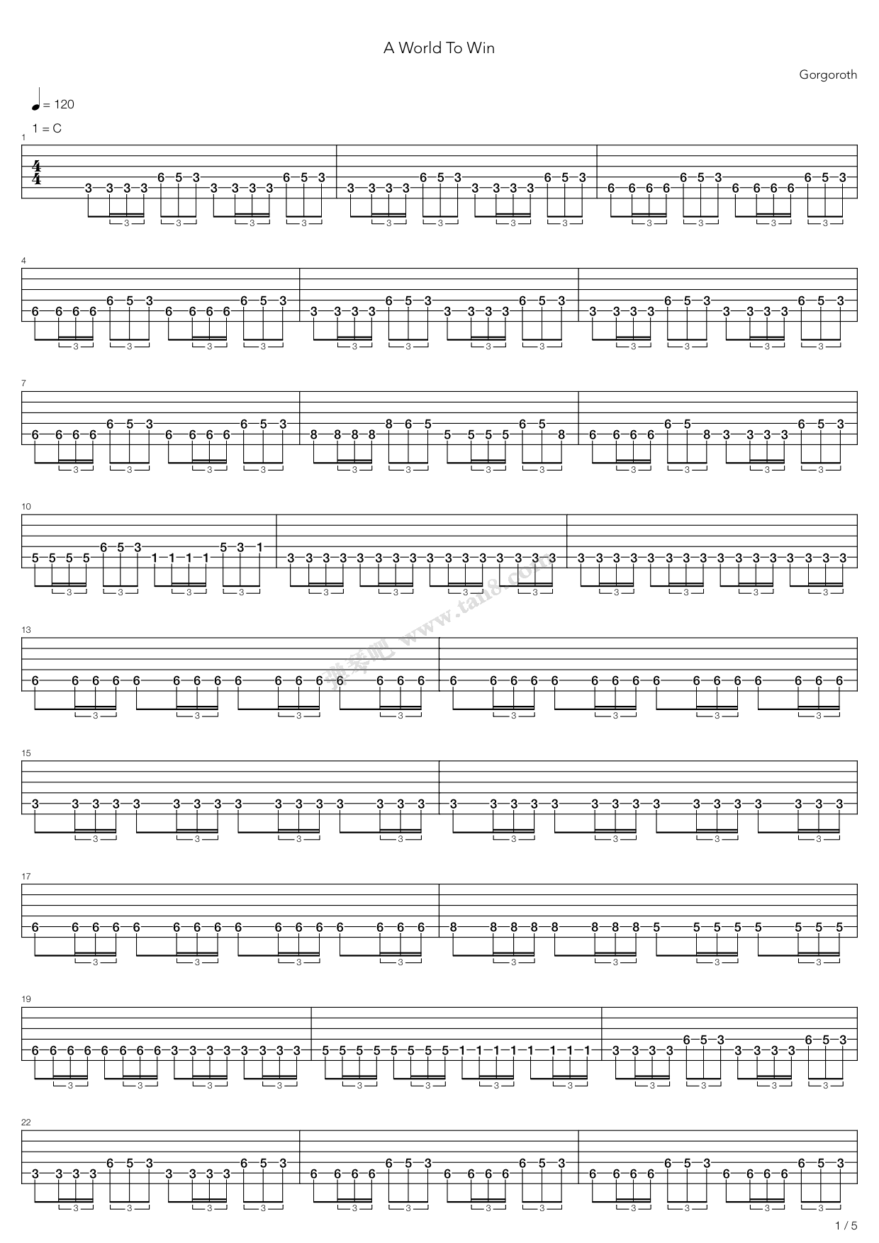 《A World To Win》吉他谱-C大调音乐网