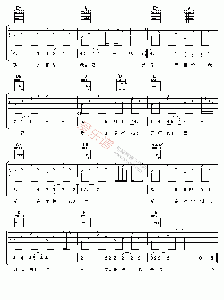 《罗大佑《爱的箴言》》吉他谱-C大调音乐网