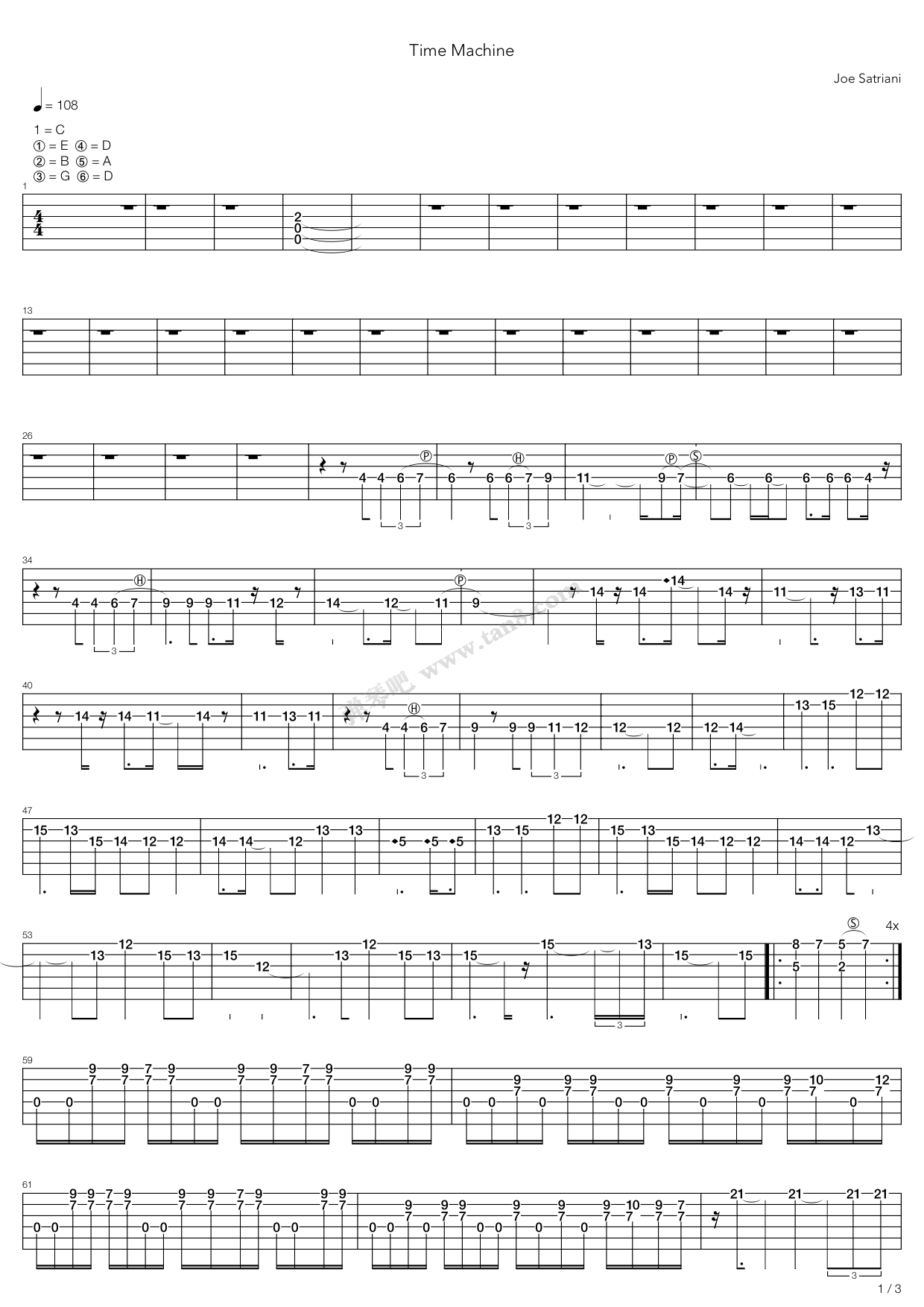 《Time Machine》吉他谱-C大调音乐网