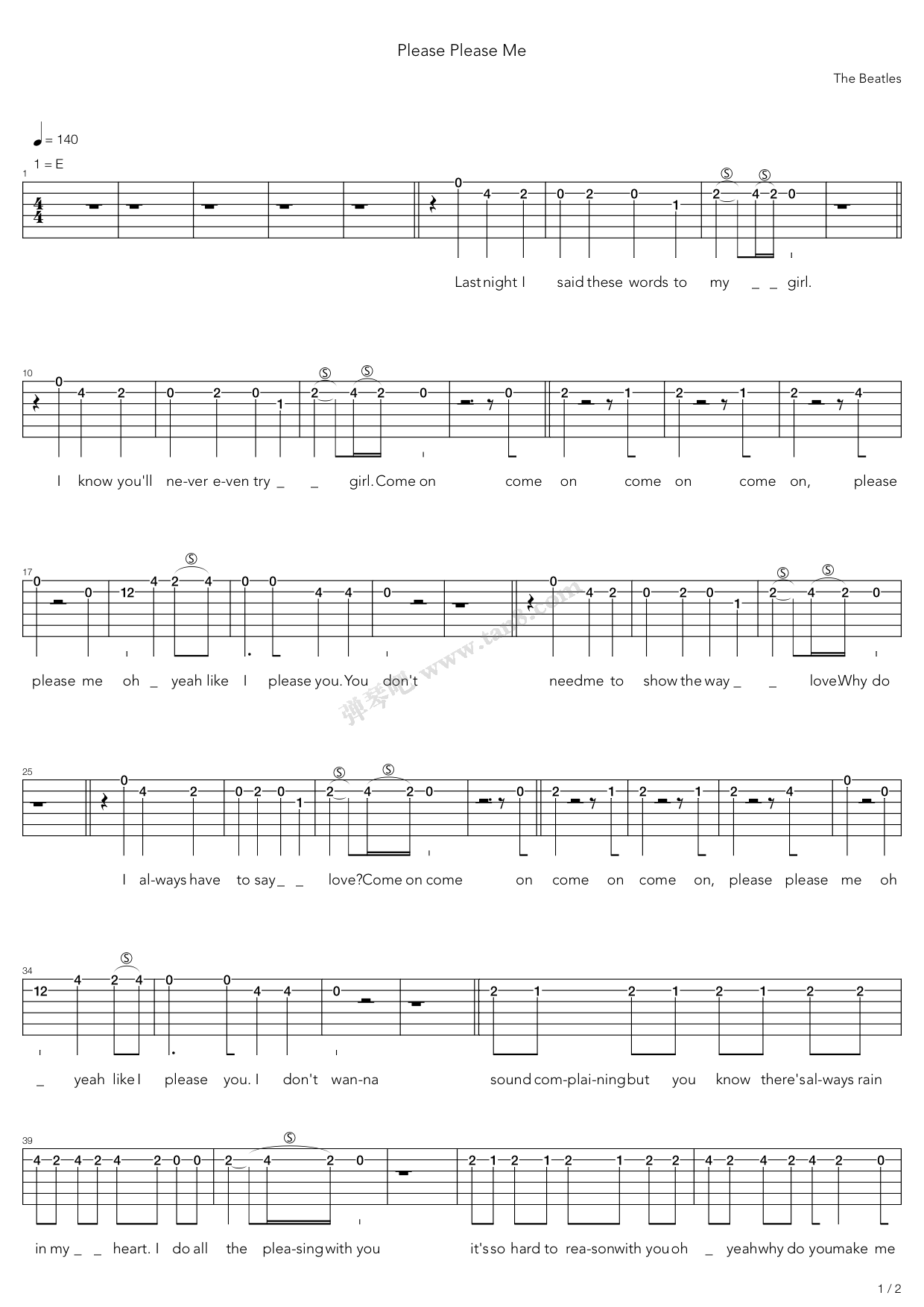 《Please Please Me》吉他谱-C大调音乐网