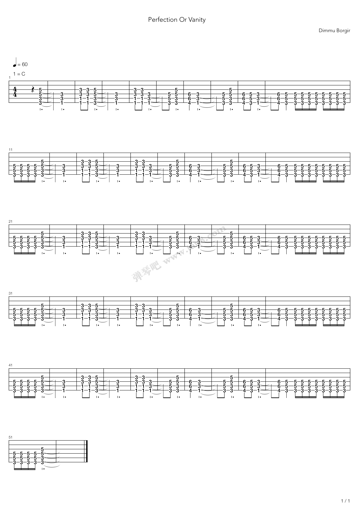 《Perfection Or Vanity》吉他谱-C大调音乐网