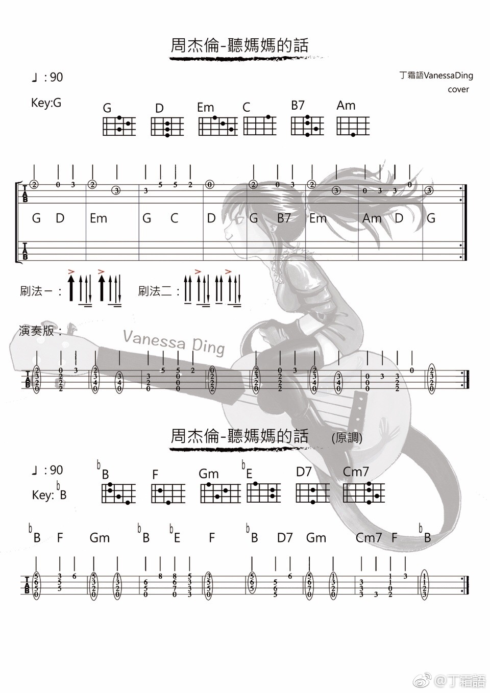 听妈妈的话 ukulele指弹片段-C大调音乐网