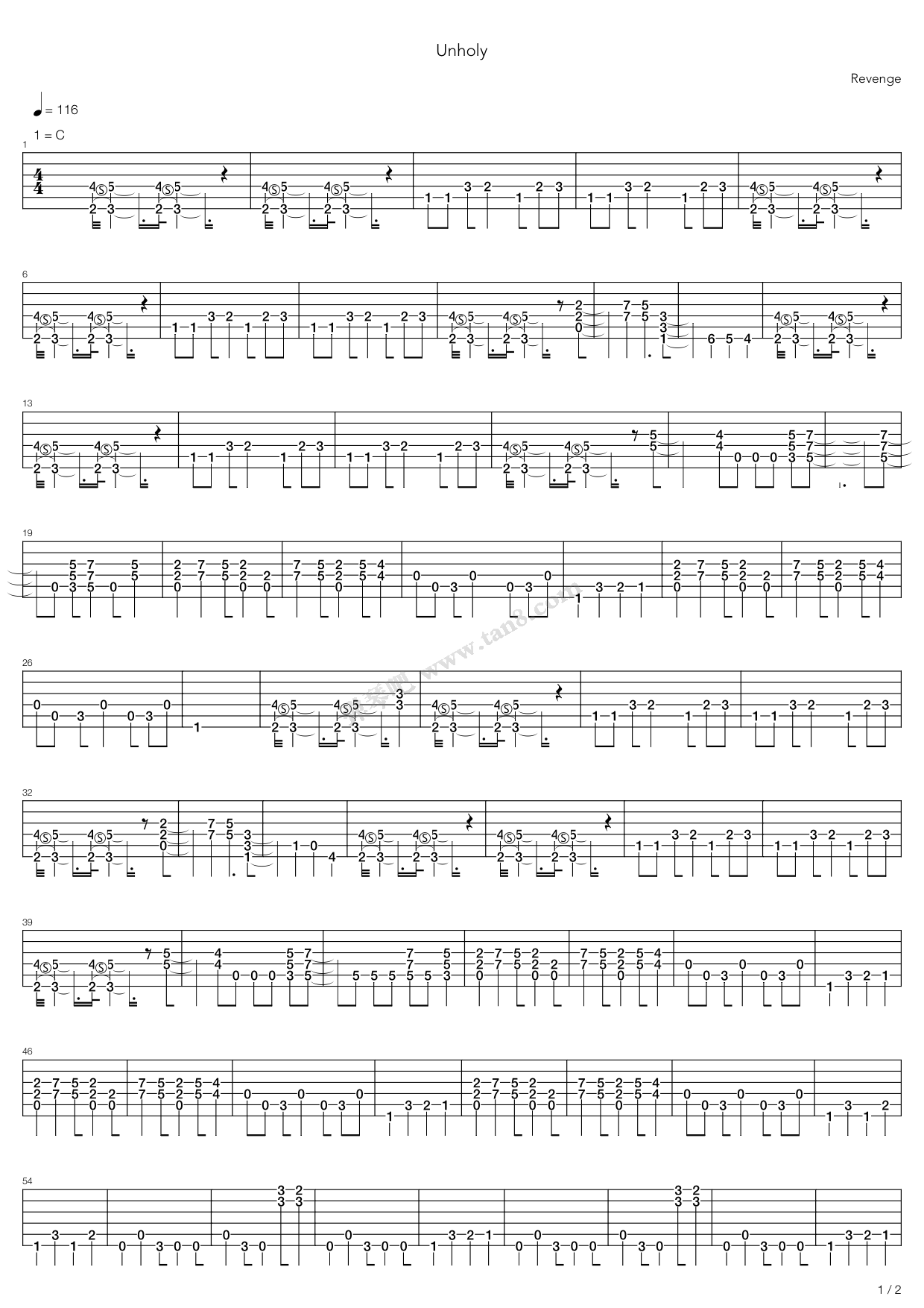 《Unholy》吉他谱-C大调音乐网
