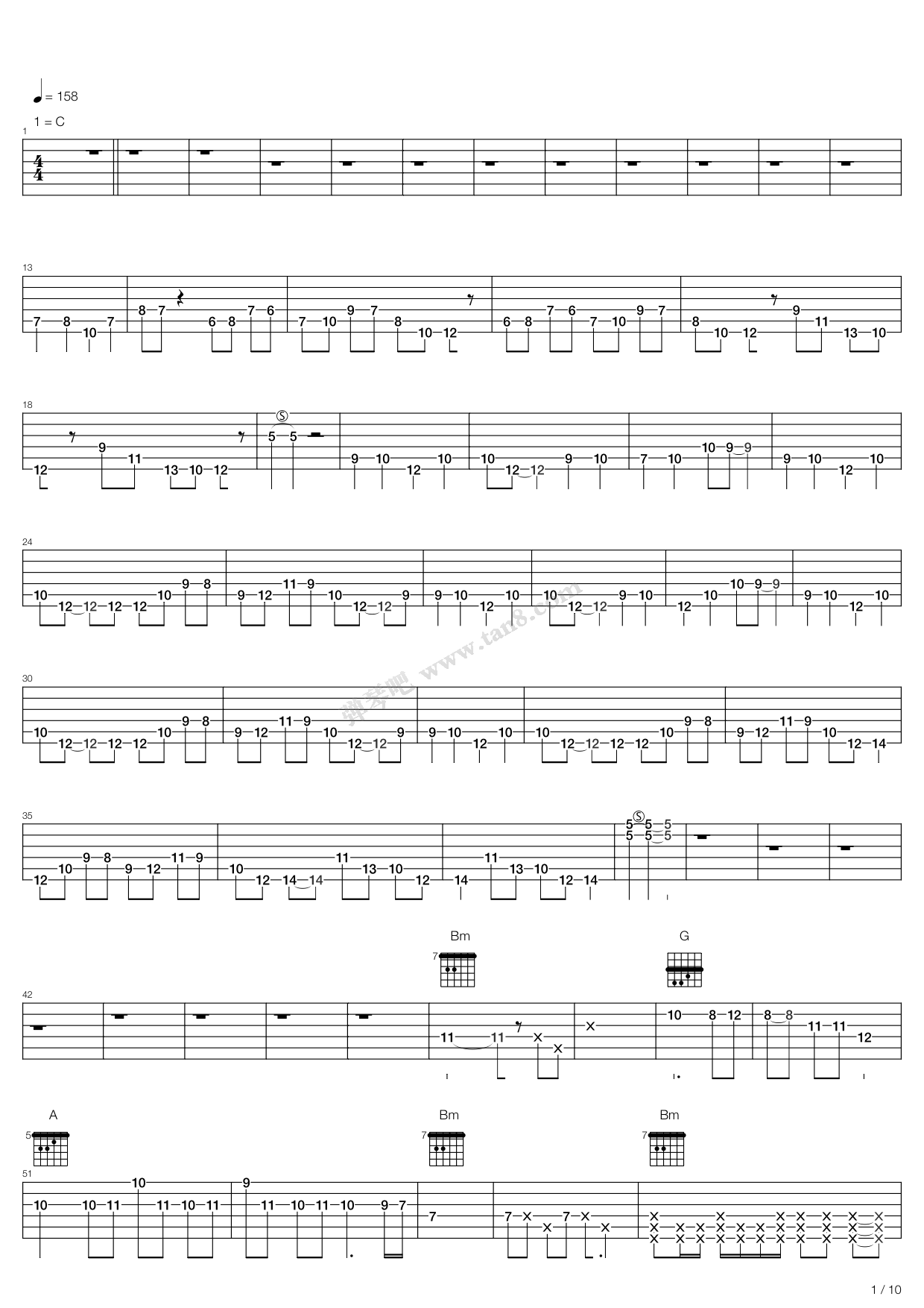 《Beyond-开场曲（我是愤怒＋罪＋困兽斗）》吉他谱-C大调音乐网