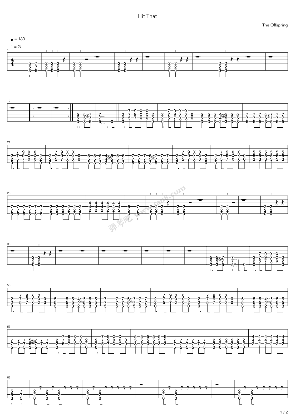 《Hit That》吉他谱-C大调音乐网