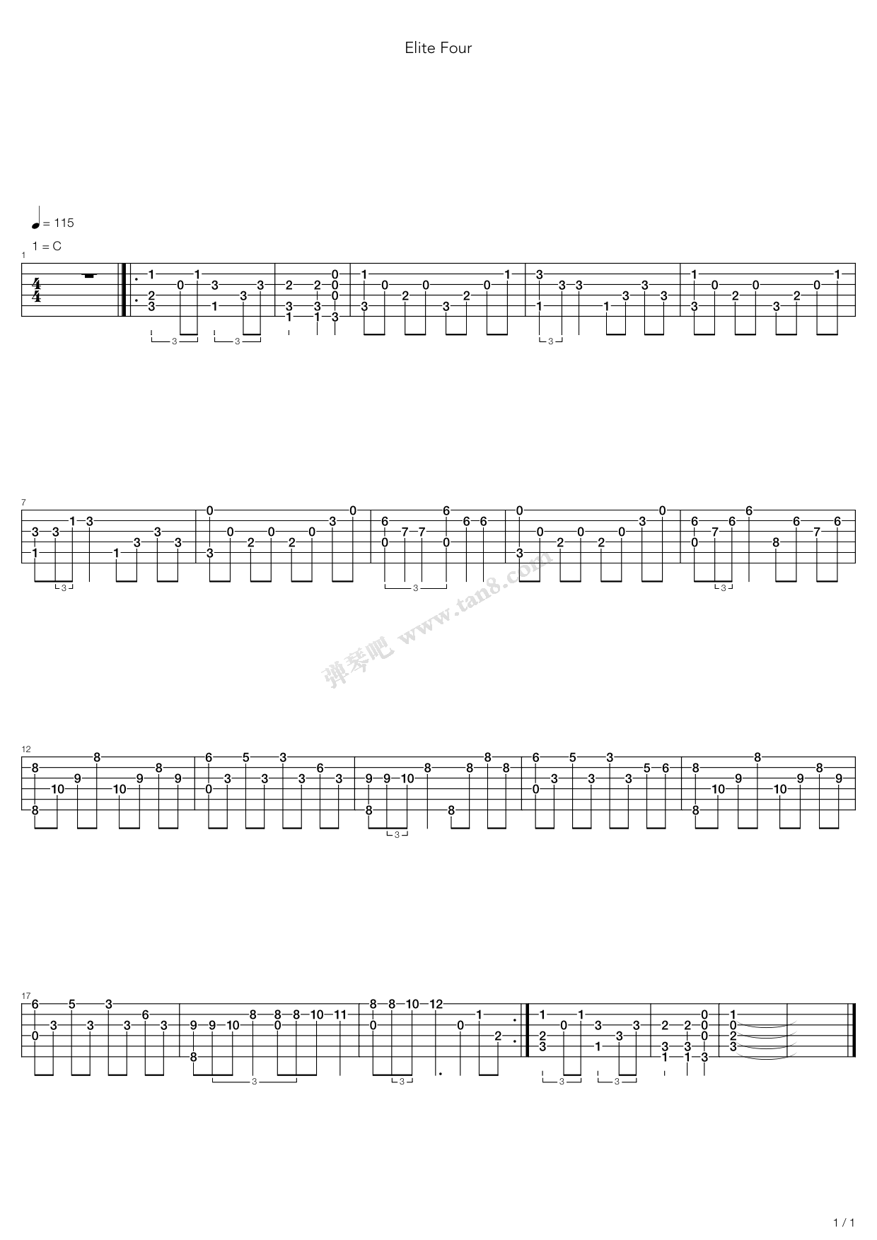《Elite Four Kanto》吉他谱-C大调音乐网