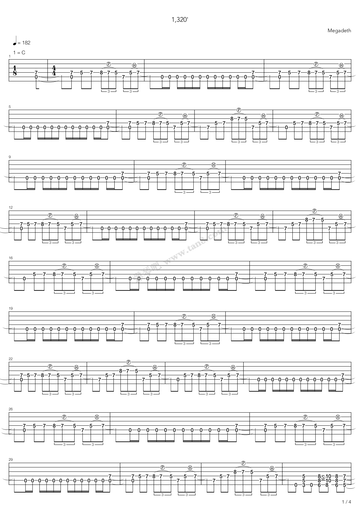 《1320》吉他谱-C大调音乐网