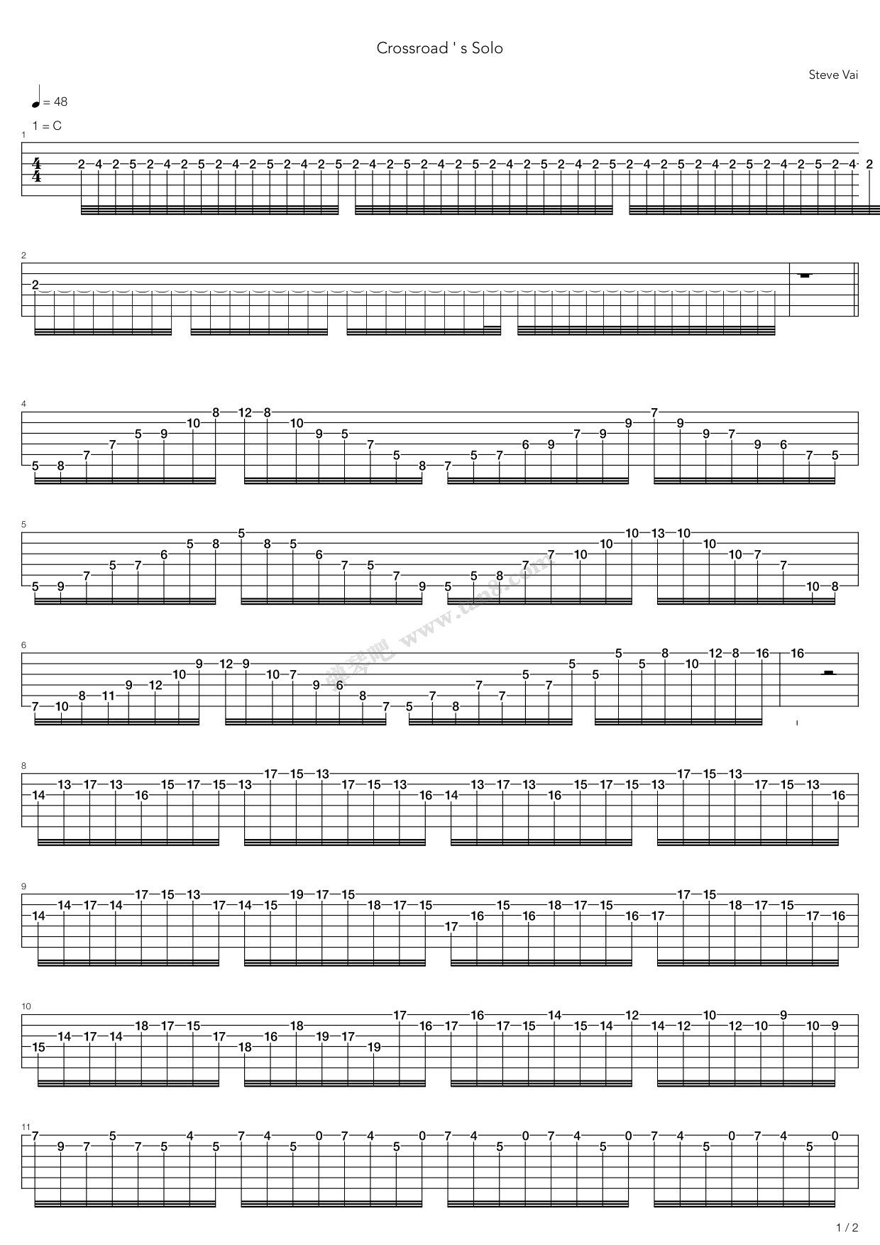 《Crossroads》吉他谱-C大调音乐网