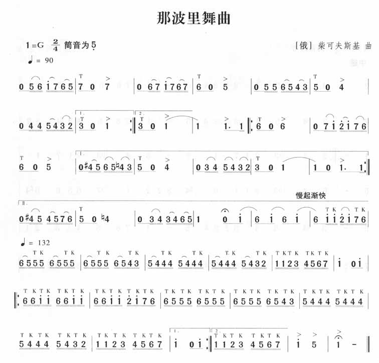 《那波里舞曲－柴可夫斯基（笛子曲谱）》吉他谱-C大调音乐网