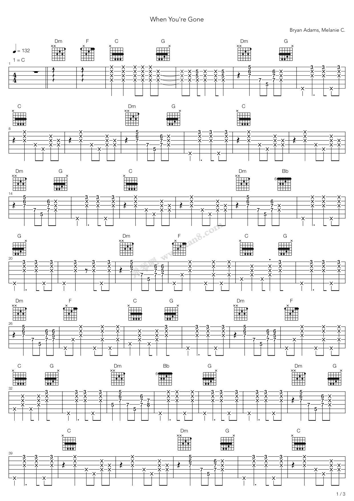 《When Youre Gone》吉他谱-C大调音乐网
