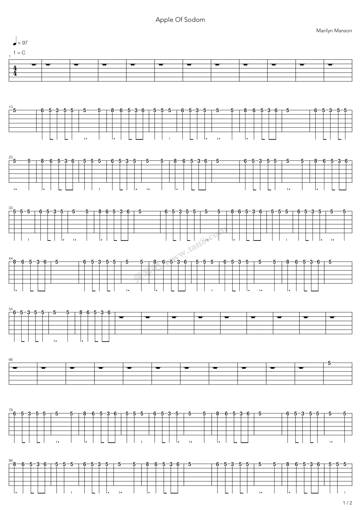 《Apple Of Sodom》吉他谱-C大调音乐网