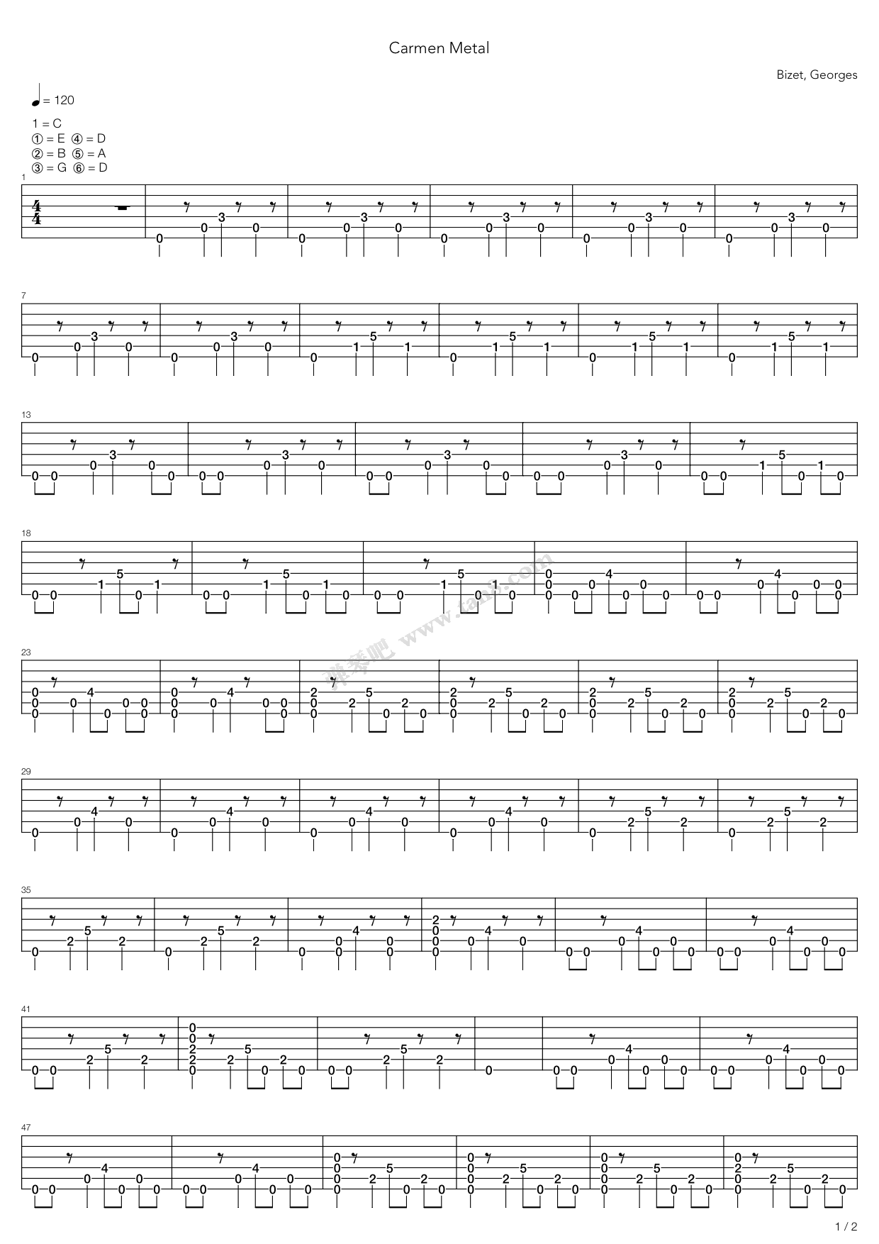 《卡门(Carmen)》吉他谱-C大调音乐网