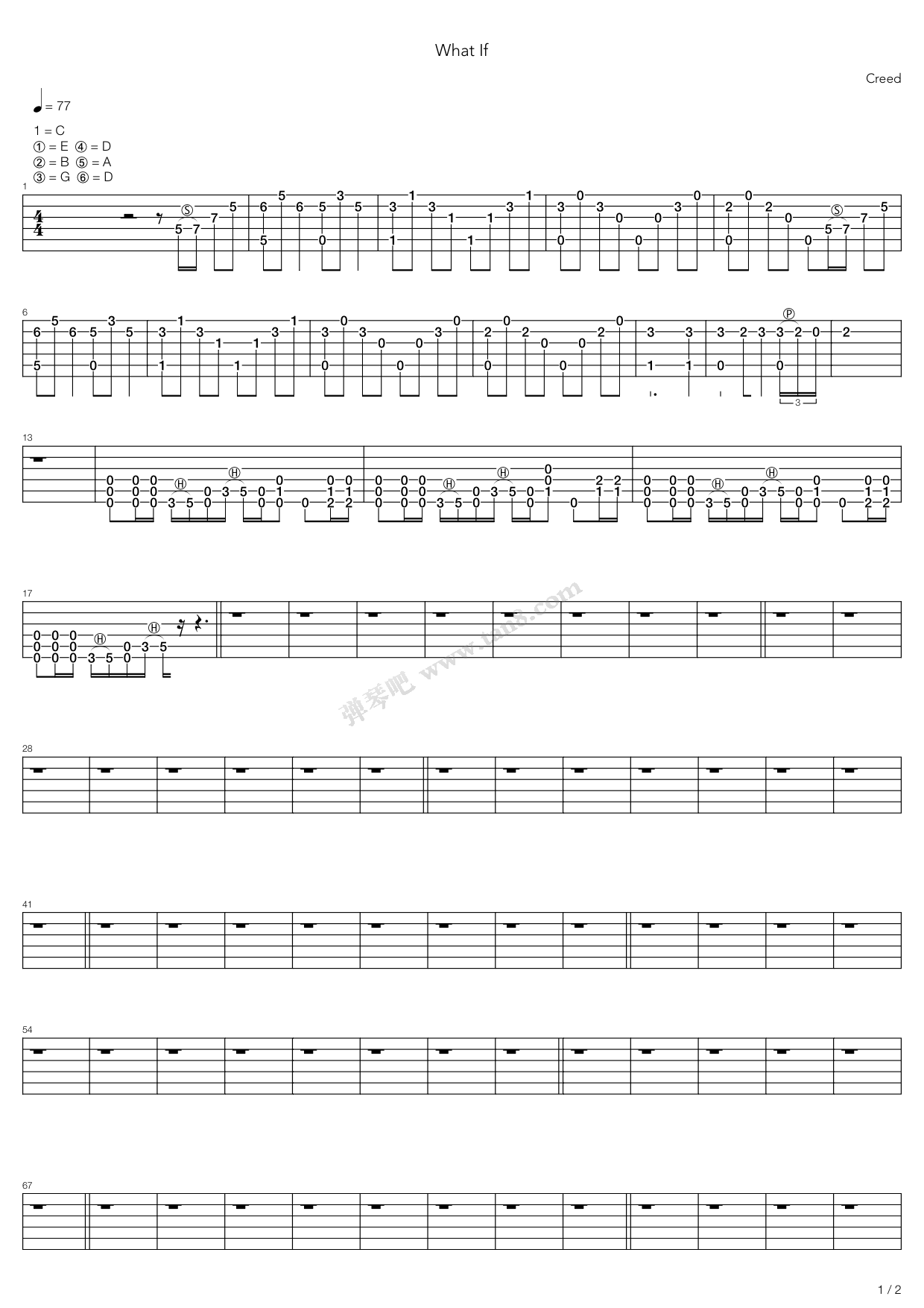 《What If》吉他谱-C大调音乐网
