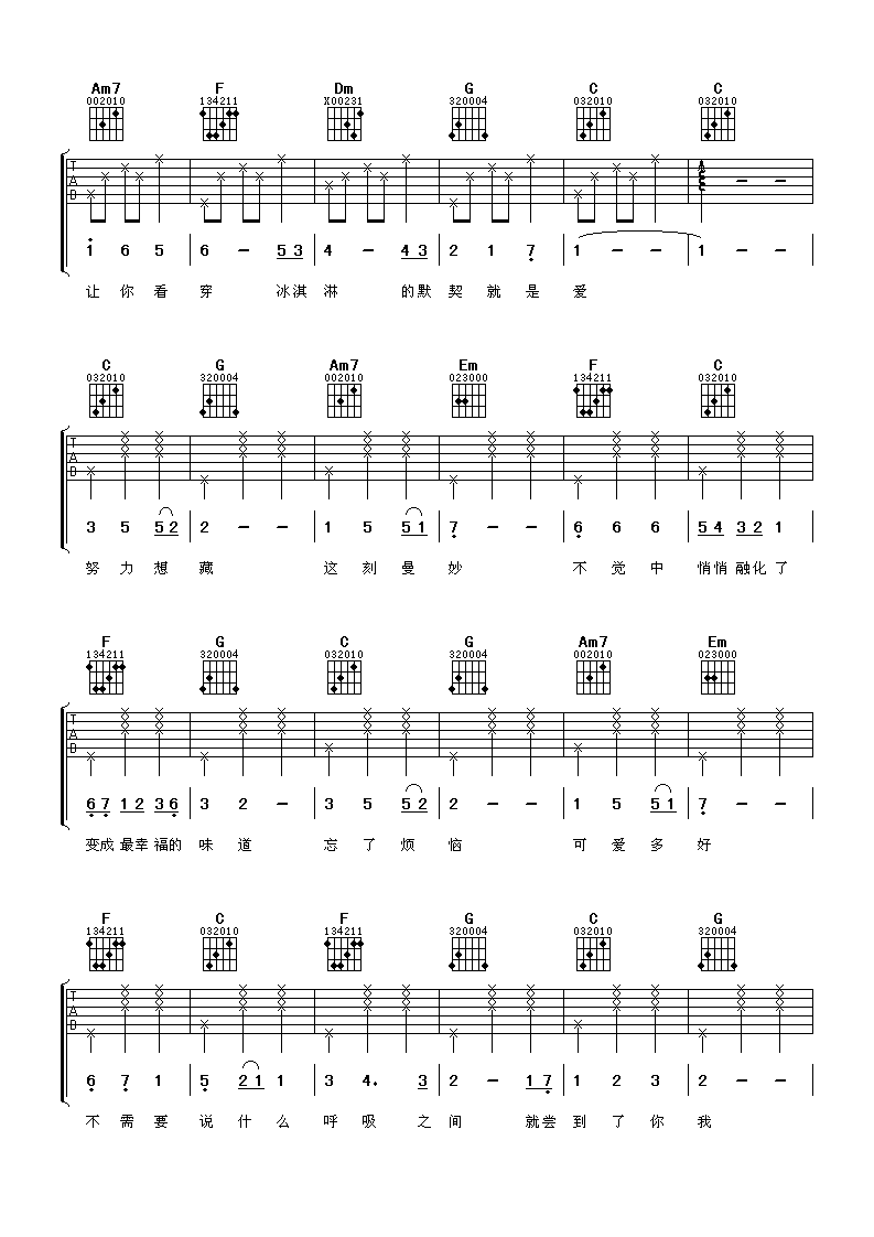 林俊杰&金莎 发现爱吉他谱-C大调音乐网