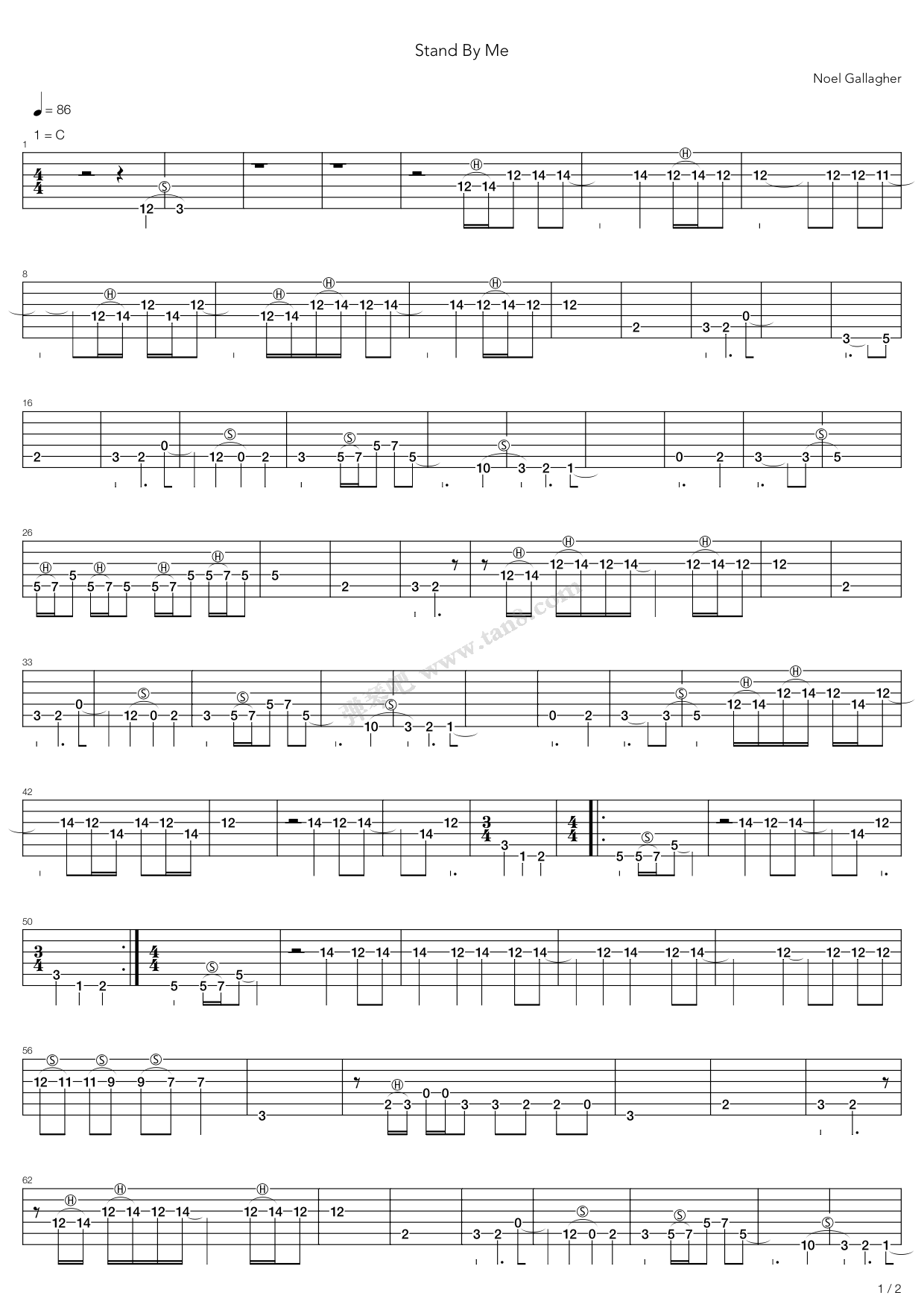 《Stand by me》吉他谱-C大调音乐网