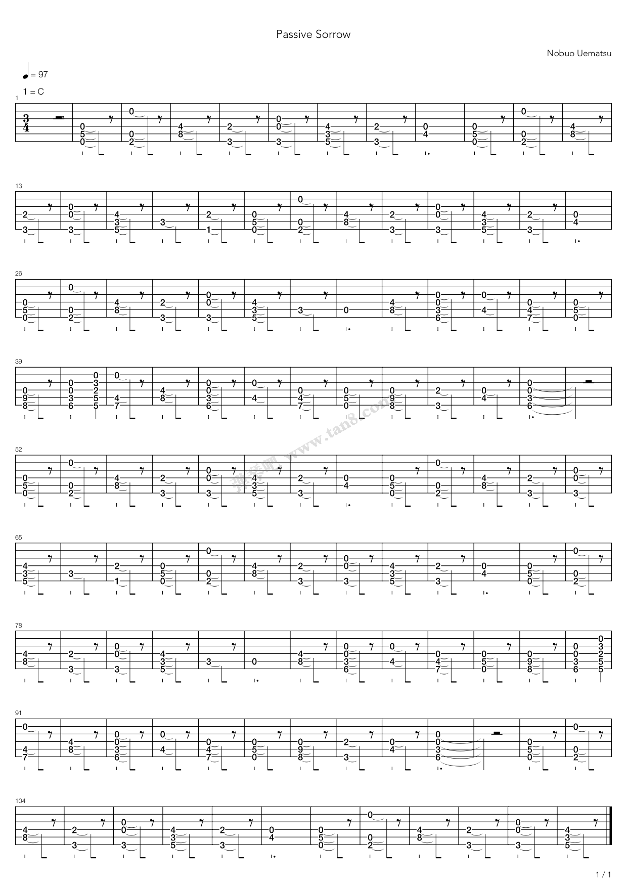 《最终幻想9 - Passive Sorrow》吉他谱-C大调音乐网