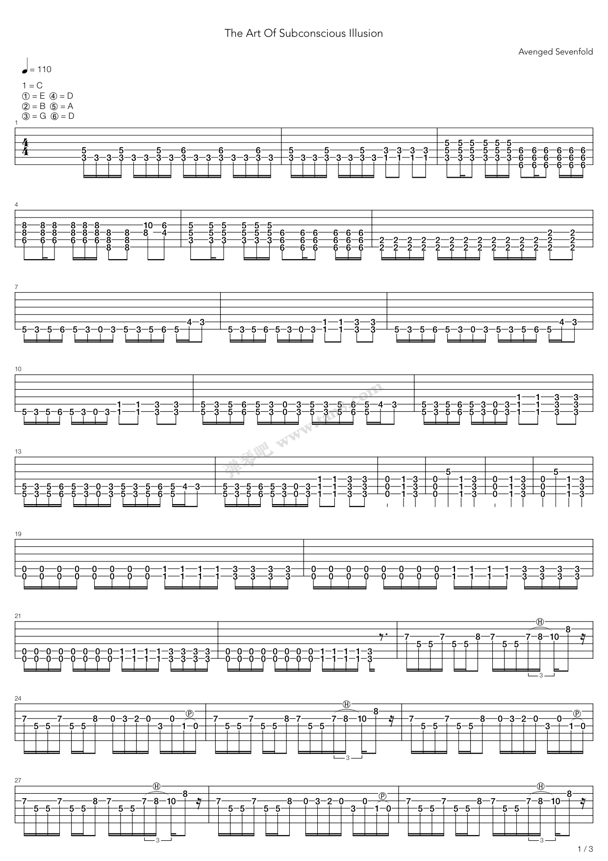 《The Art Of Subconscious Illusion》吉他谱-C大调音乐网