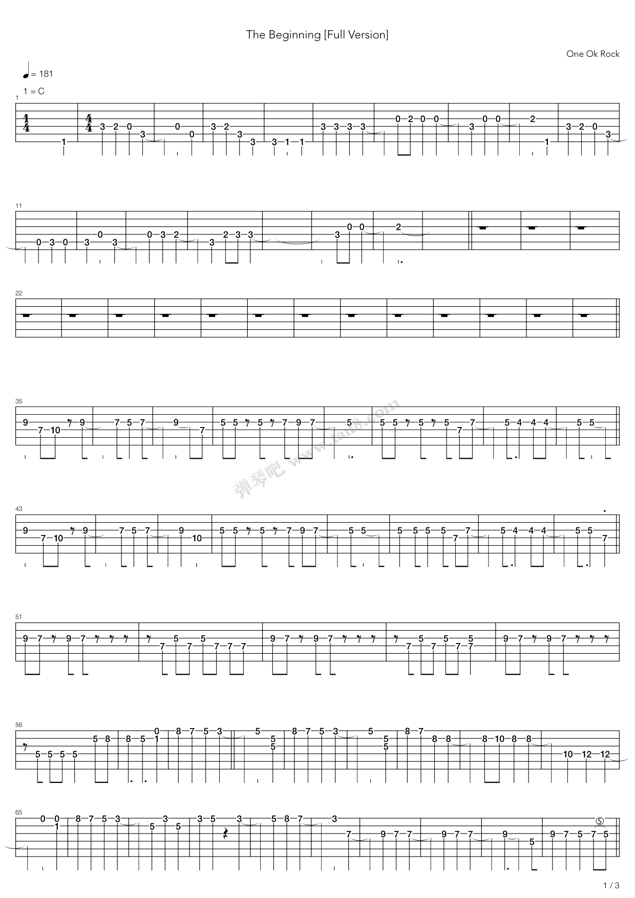 《The Beginning》吉他谱-C大调音乐网