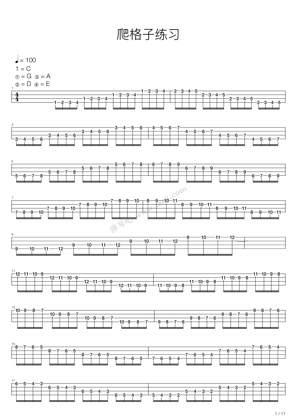 《Bass爬格子》吉他谱-C大调音乐网