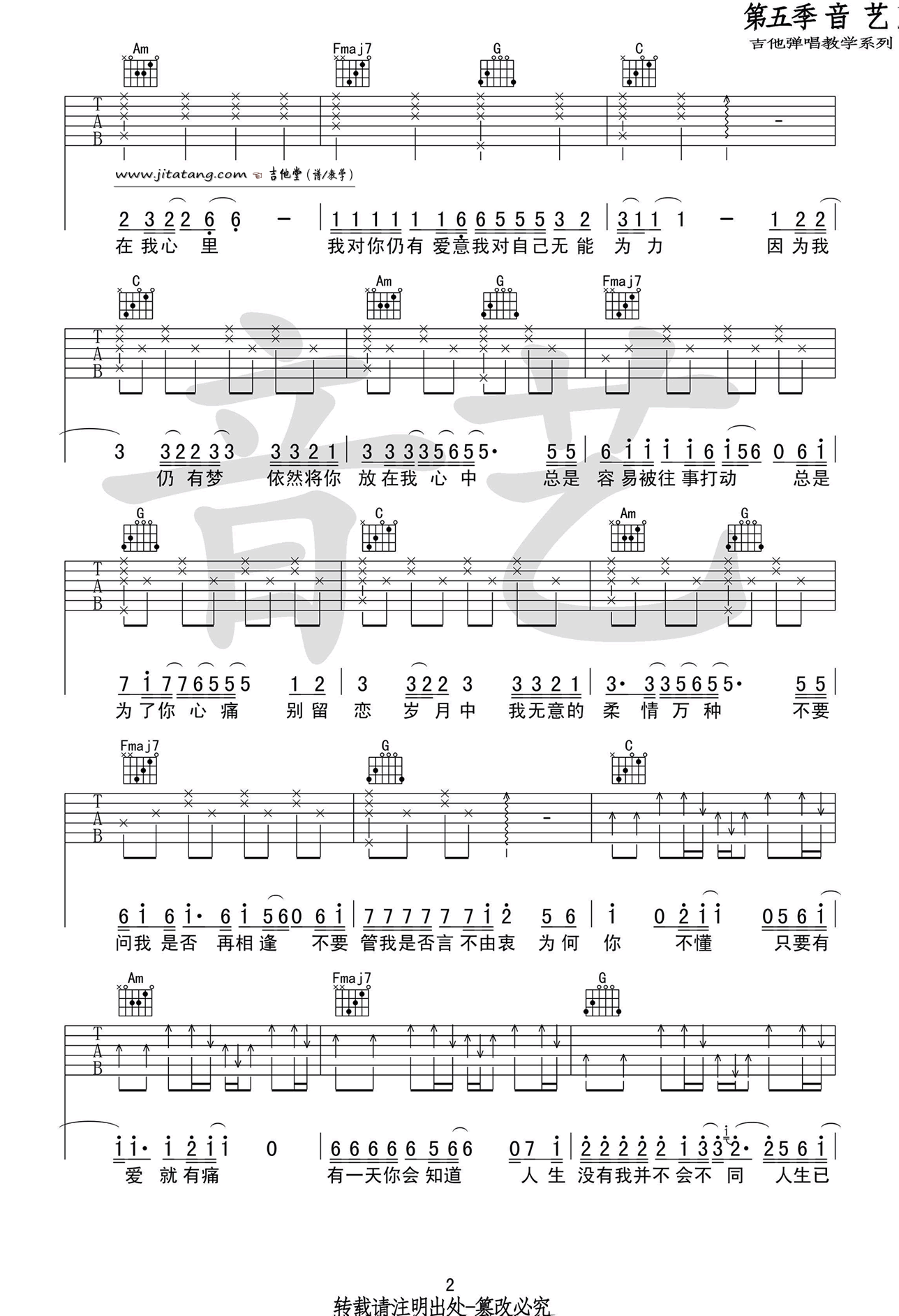 《《当爱已成往事》吉他谱_张国荣_C调弹唱伴奏谱》吉他谱-C大调音乐网