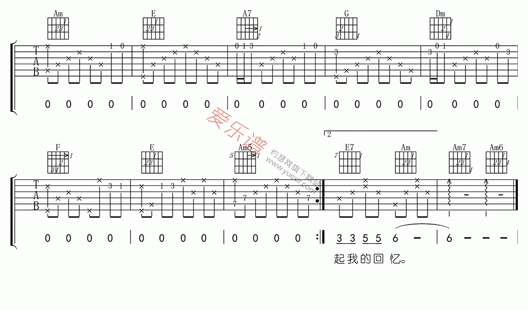 《刘文正《小雨中的回忆》》吉他谱-C大调音乐网