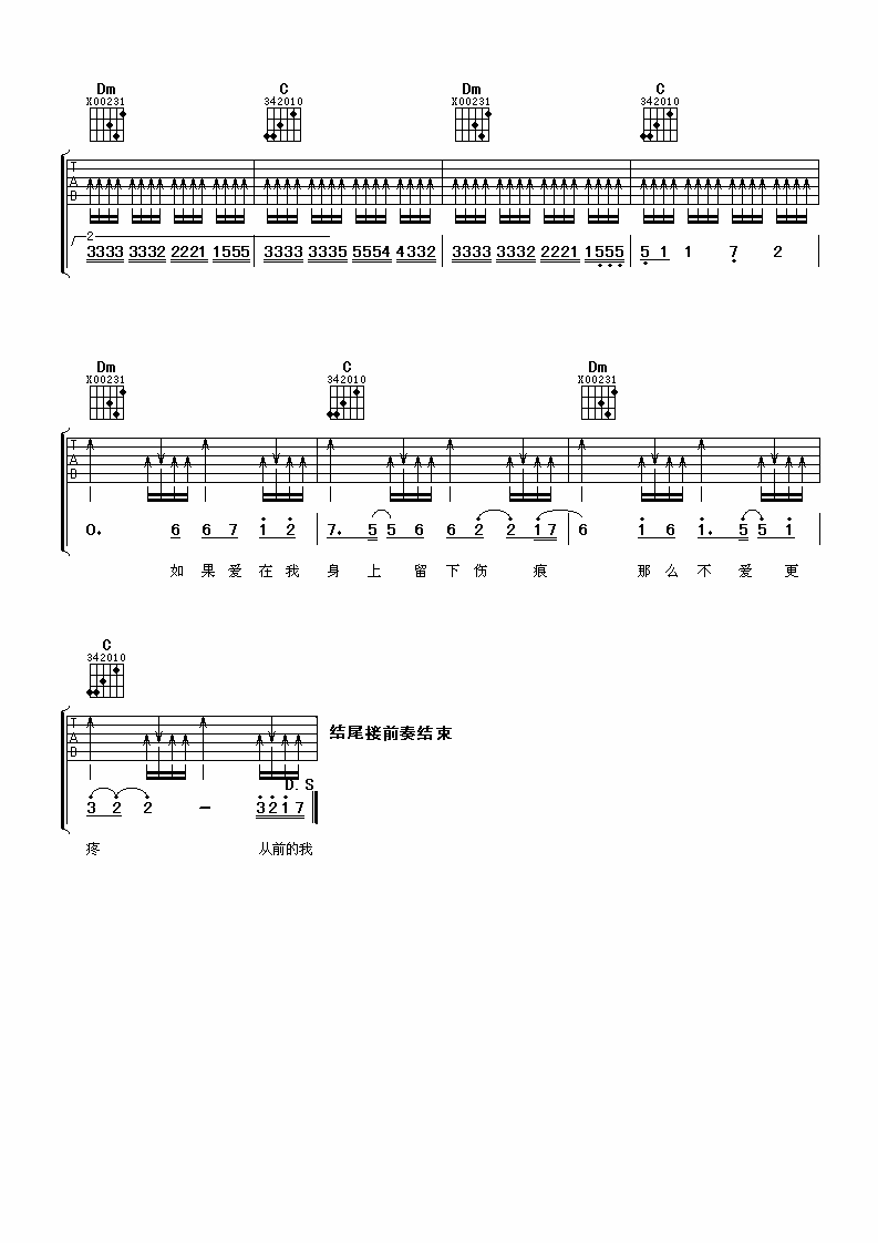 萧亚轩 后来的我们吉他谱 谱天下版-C大调音乐网