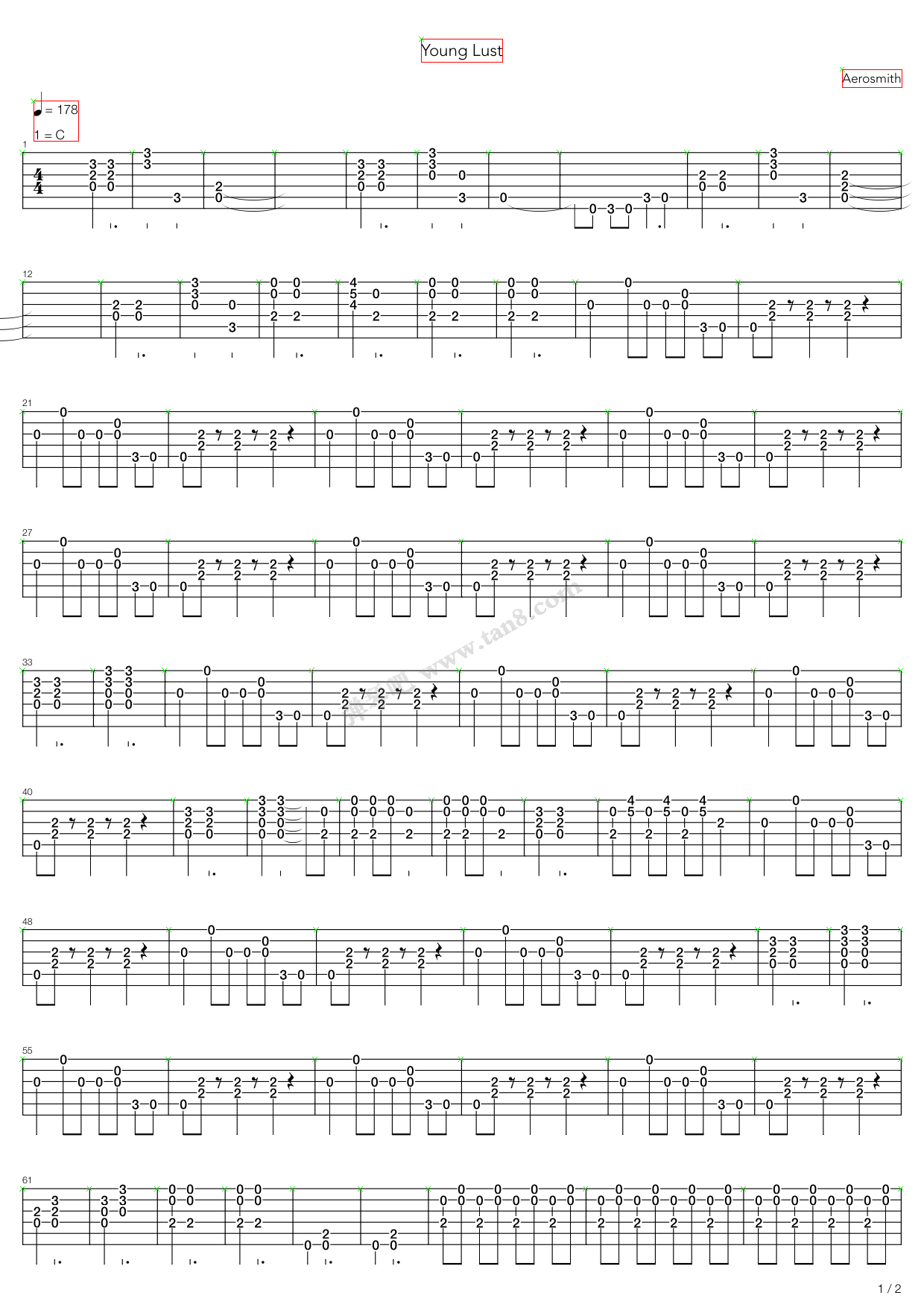 《Young Lust》吉他谱-C大调音乐网