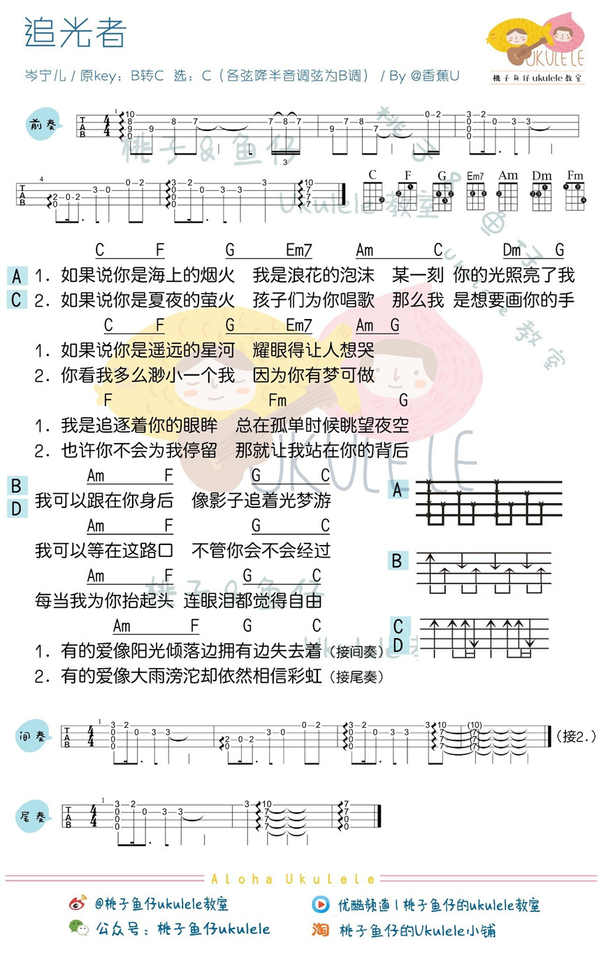 《追光者》吉他谱-C大调音乐网