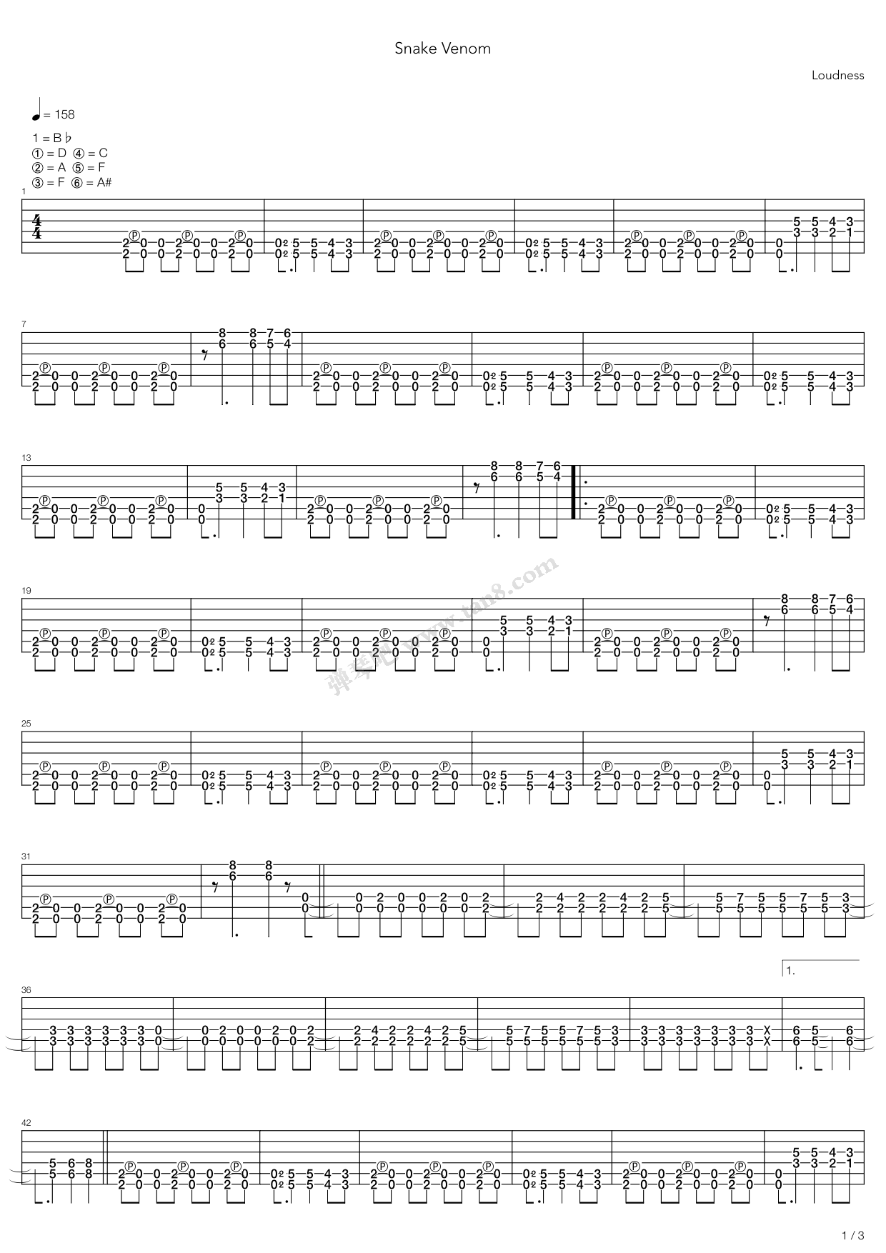 《Snake Venom》吉他谱-C大调音乐网