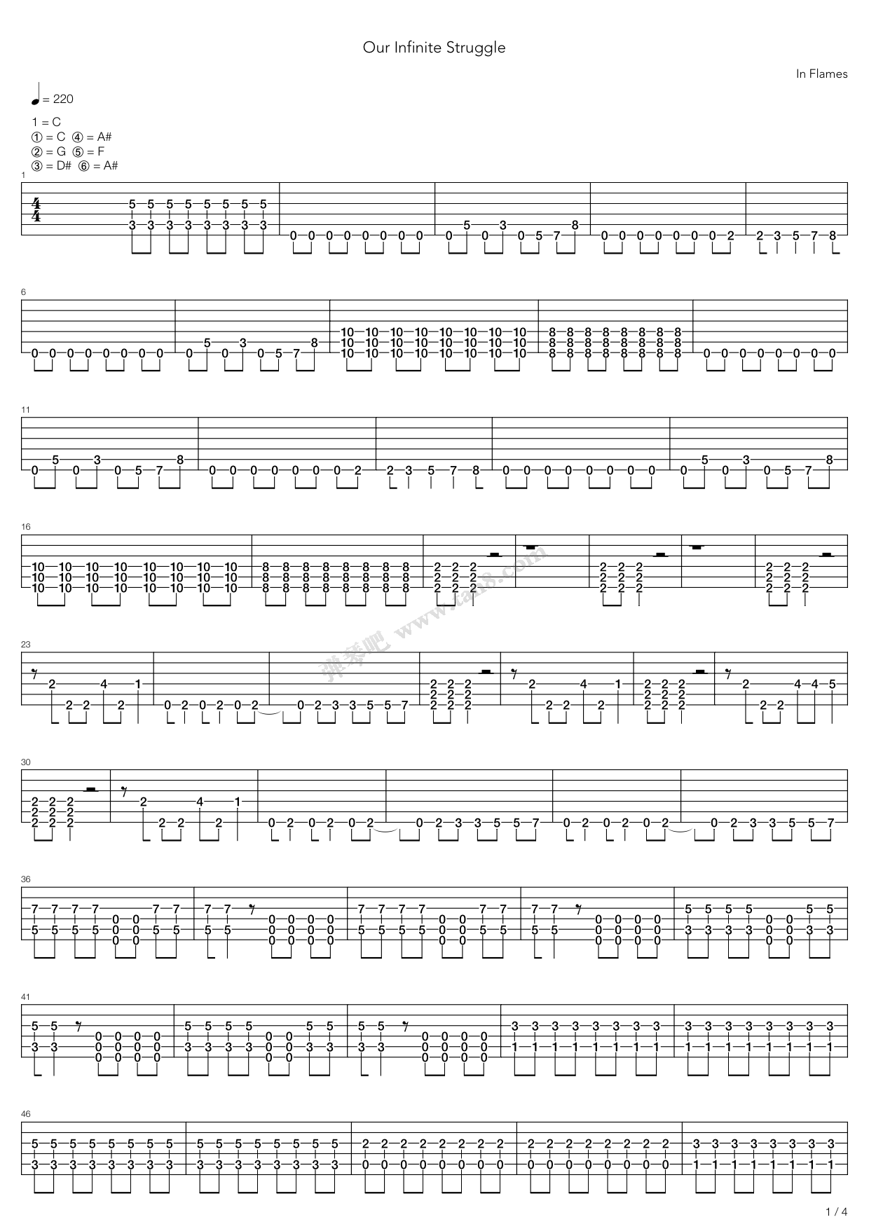 《Our Infinite Struggle》吉他谱-C大调音乐网