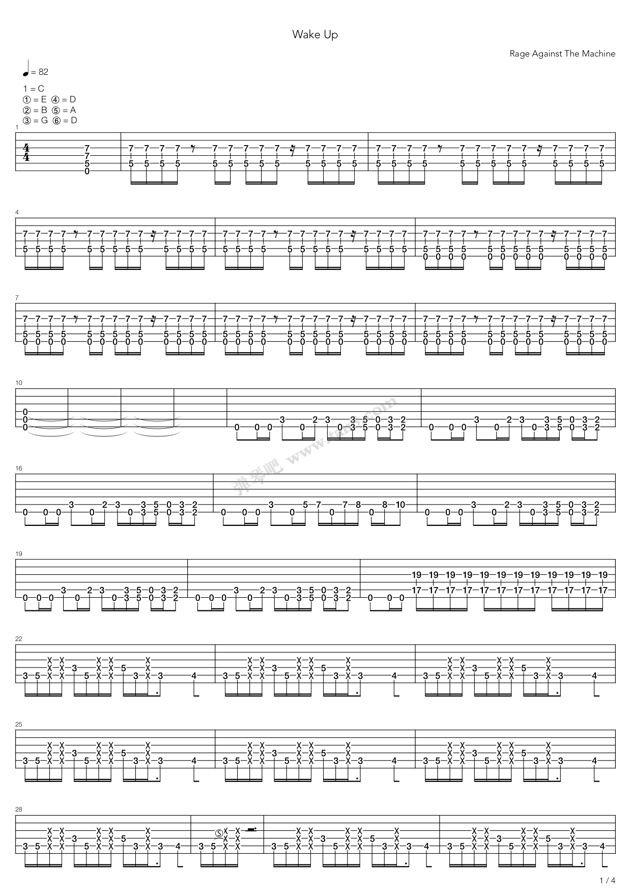 《Wake Up》吉他谱-C大调音乐网