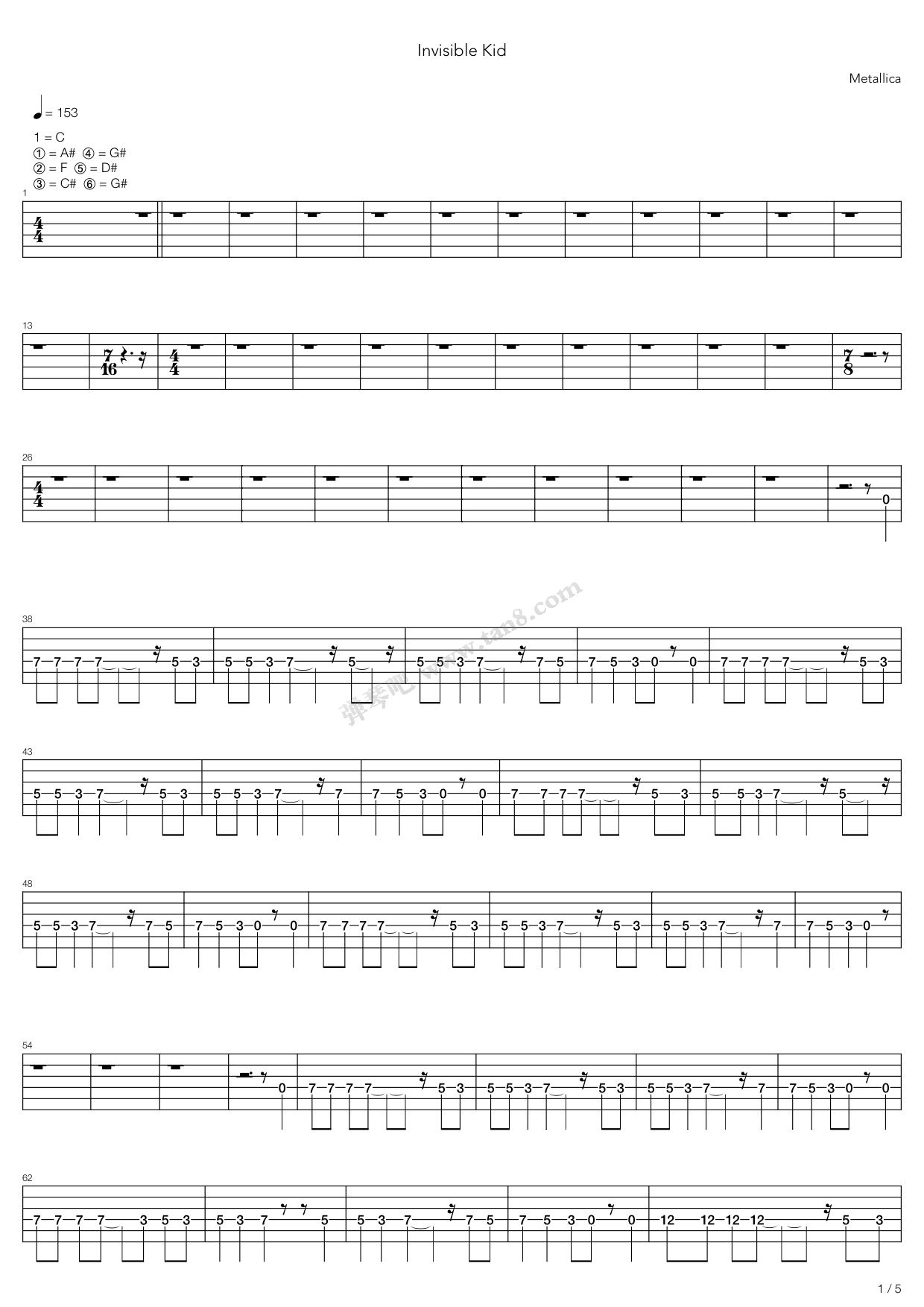 《Invisible Kid》吉他谱-C大调音乐网