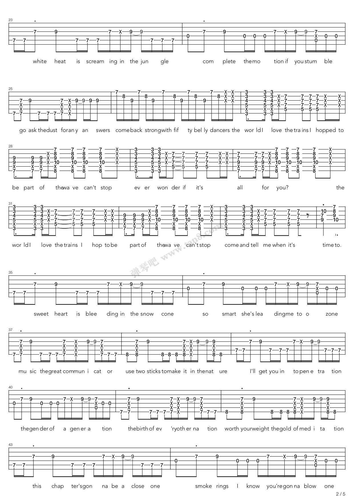 《Cant Stop》吉他谱-C大调音乐网
