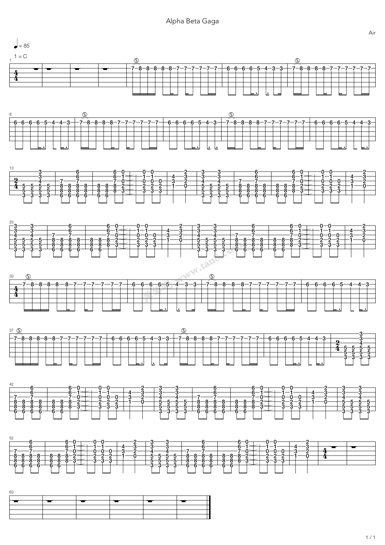 《Alpha Beta Gaga》吉他谱-C大调音乐网