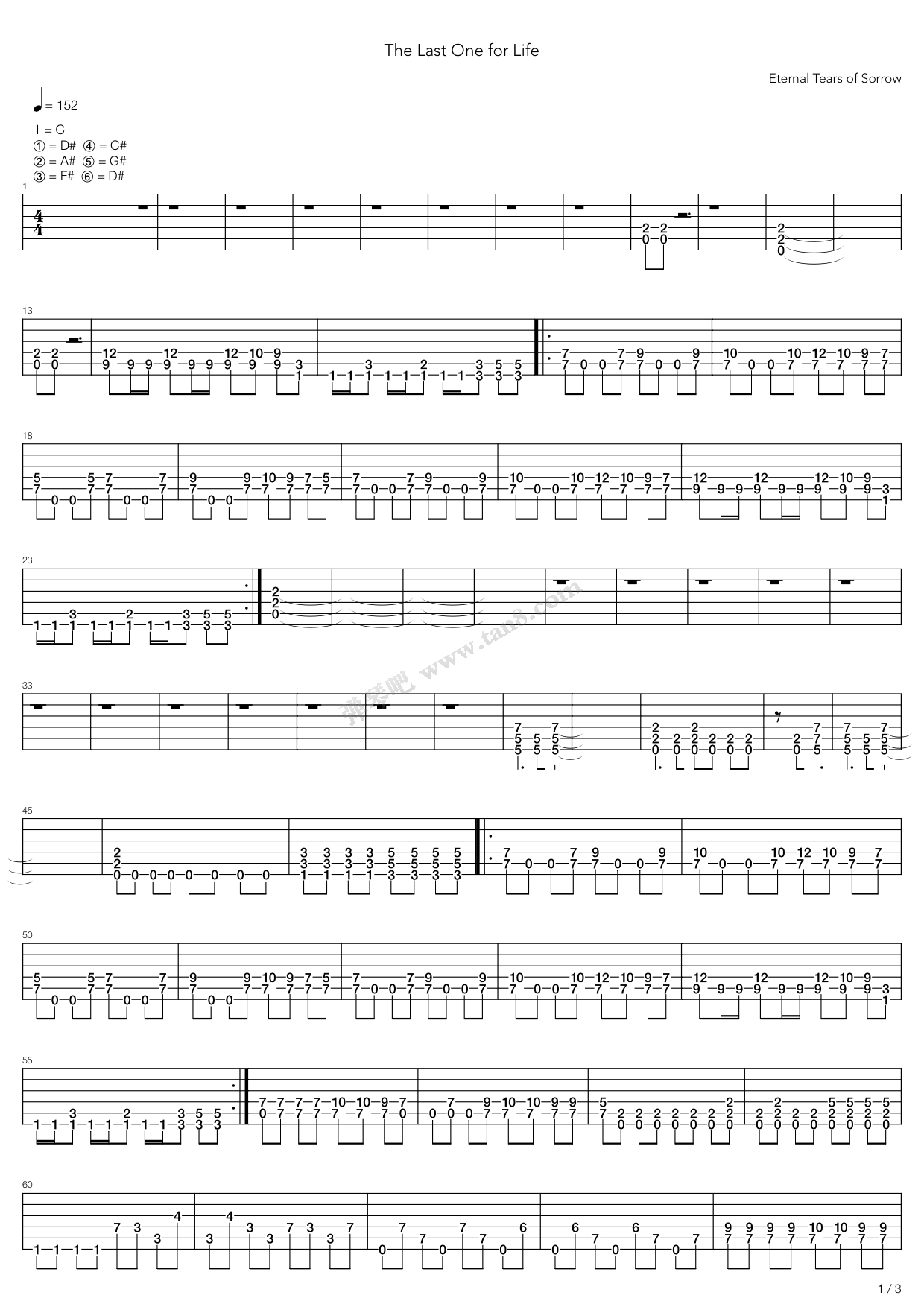 《The Last One For Life》吉他谱-C大调音乐网