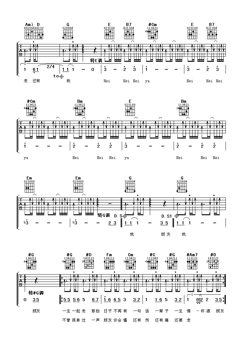 周华健《朋友》吉他谱-C大调音乐网