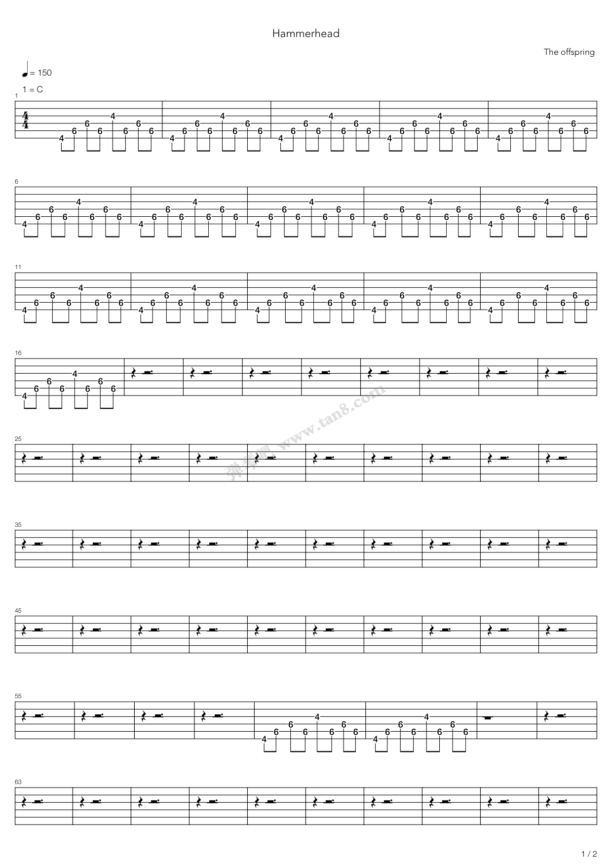《Hammerhead》吉他谱-C大调音乐网
