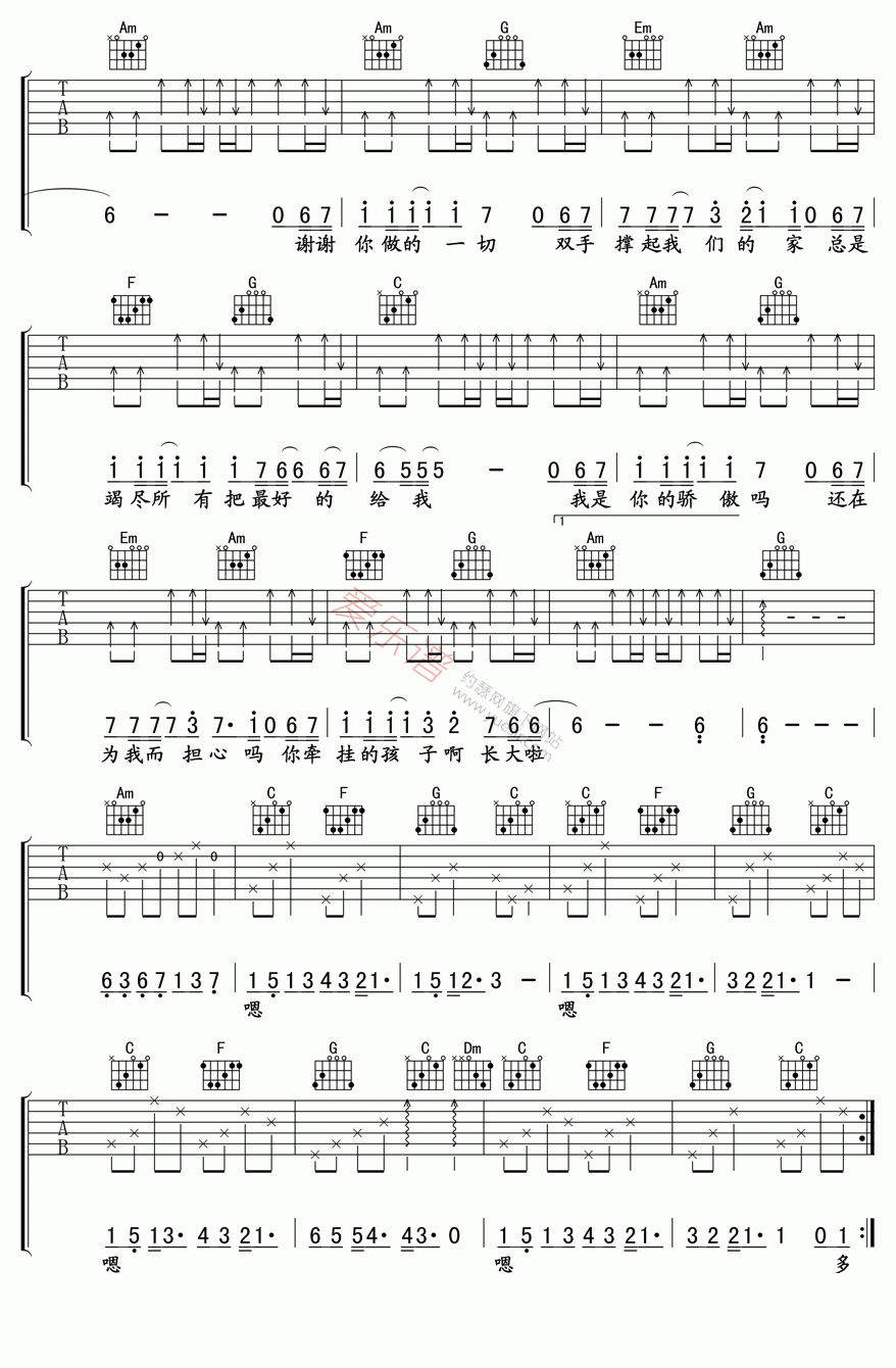 《筷子兄弟《父亲》》吉他谱-C大调音乐网