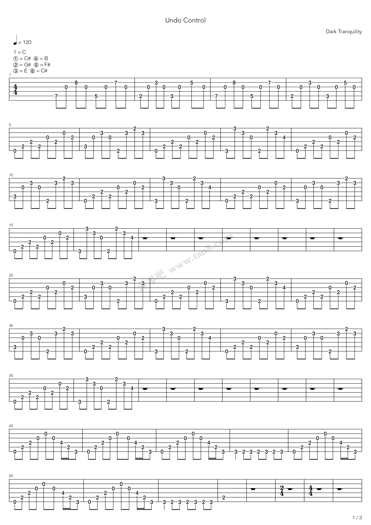 《Undo Control》吉他谱-C大调音乐网