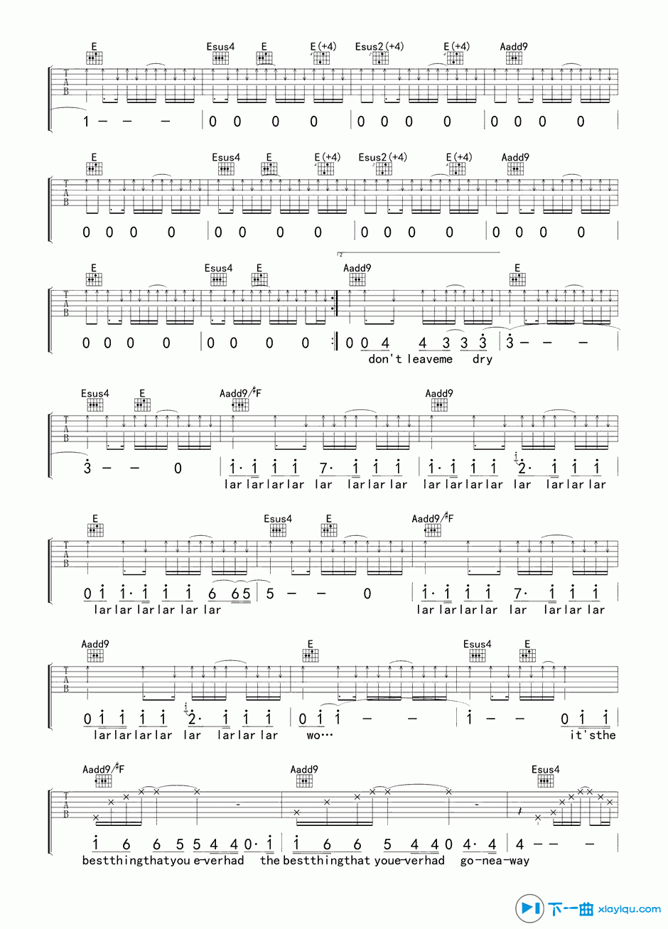 《High and Dry吉他谱E调_High and Dry吉他六线谱》吉他谱-C大调音乐网