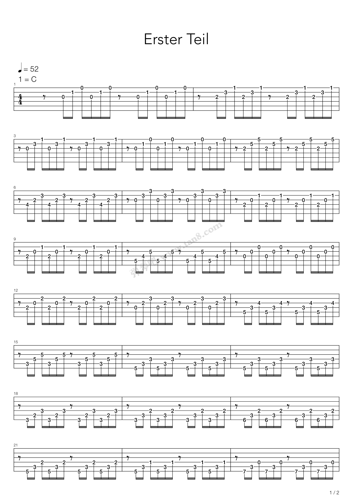 《Prelude No 1 In C Major》吉他谱-C大调音乐网