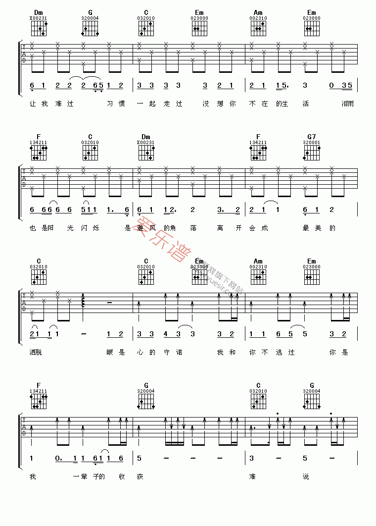 《成龙、刘欢、刘德华、周华健《难说再见》》吉他谱-C大调音乐网