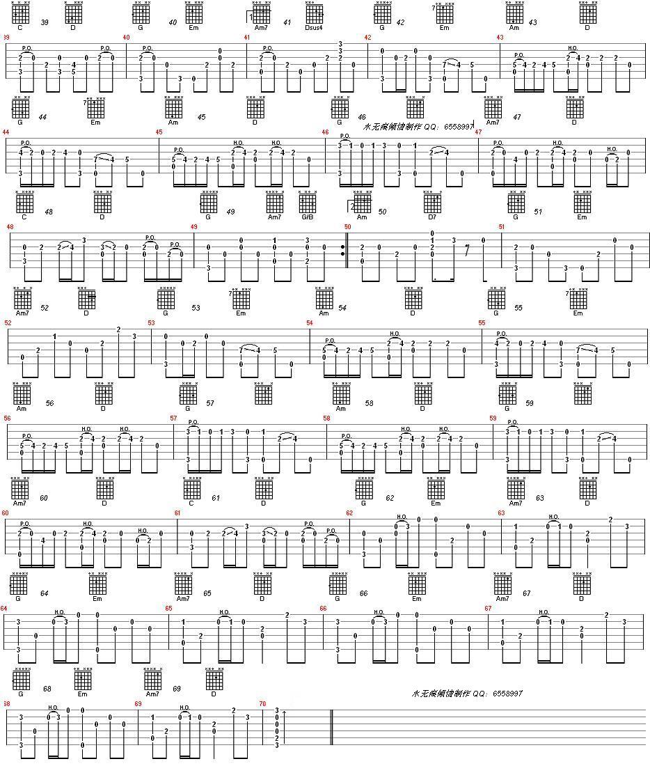 《命中注定（指弹独奏完美自制图片谱）》吉他谱-C大调音乐网