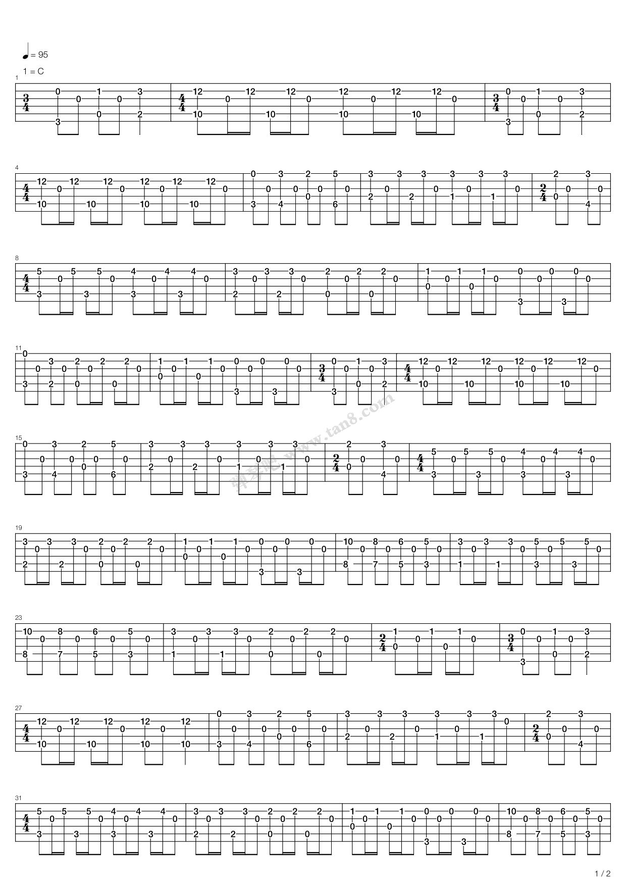 《Beatles (The) - Blackbird》吉他谱-C大调音乐网