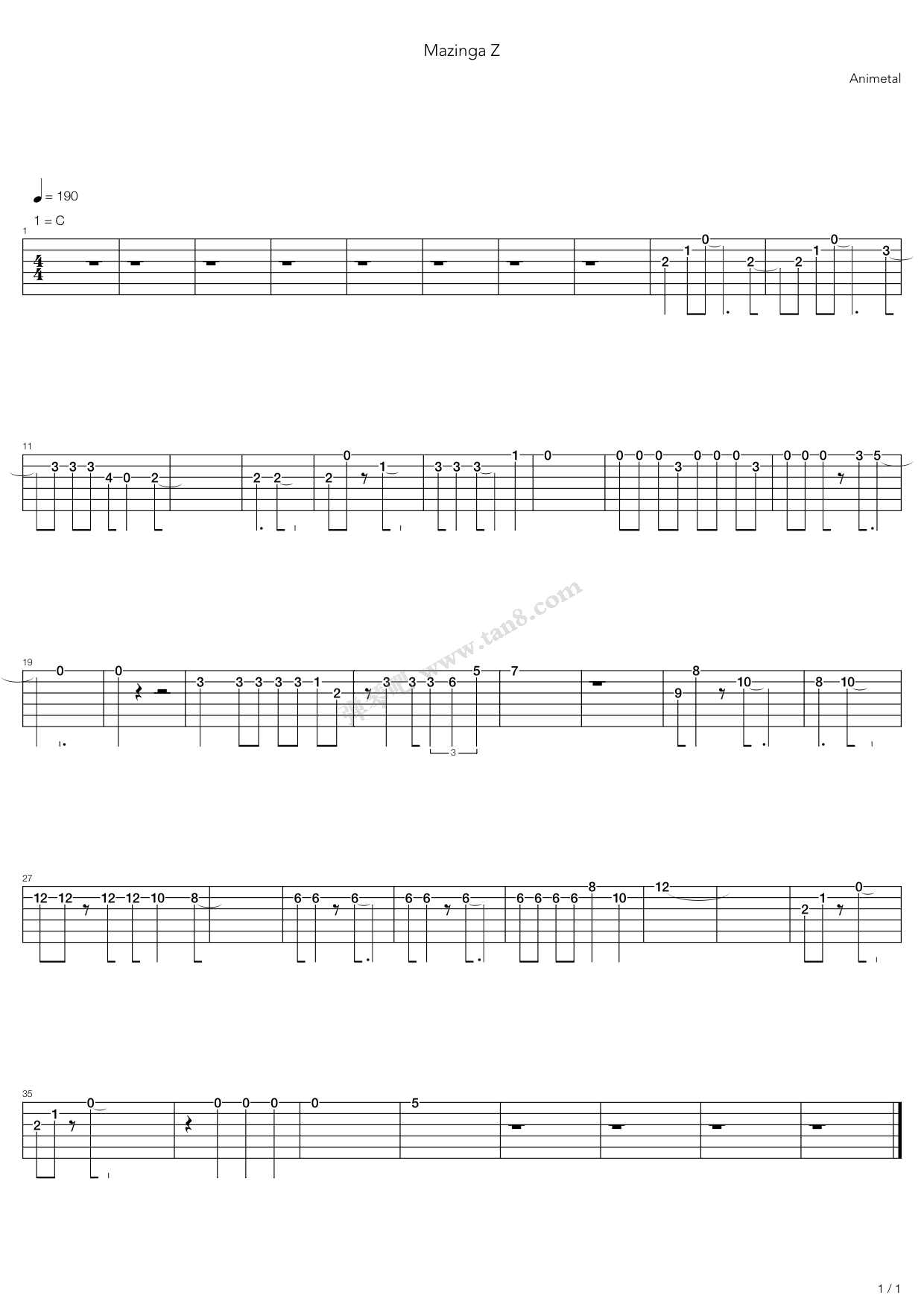 《Mazingaz》吉他谱-C大调音乐网